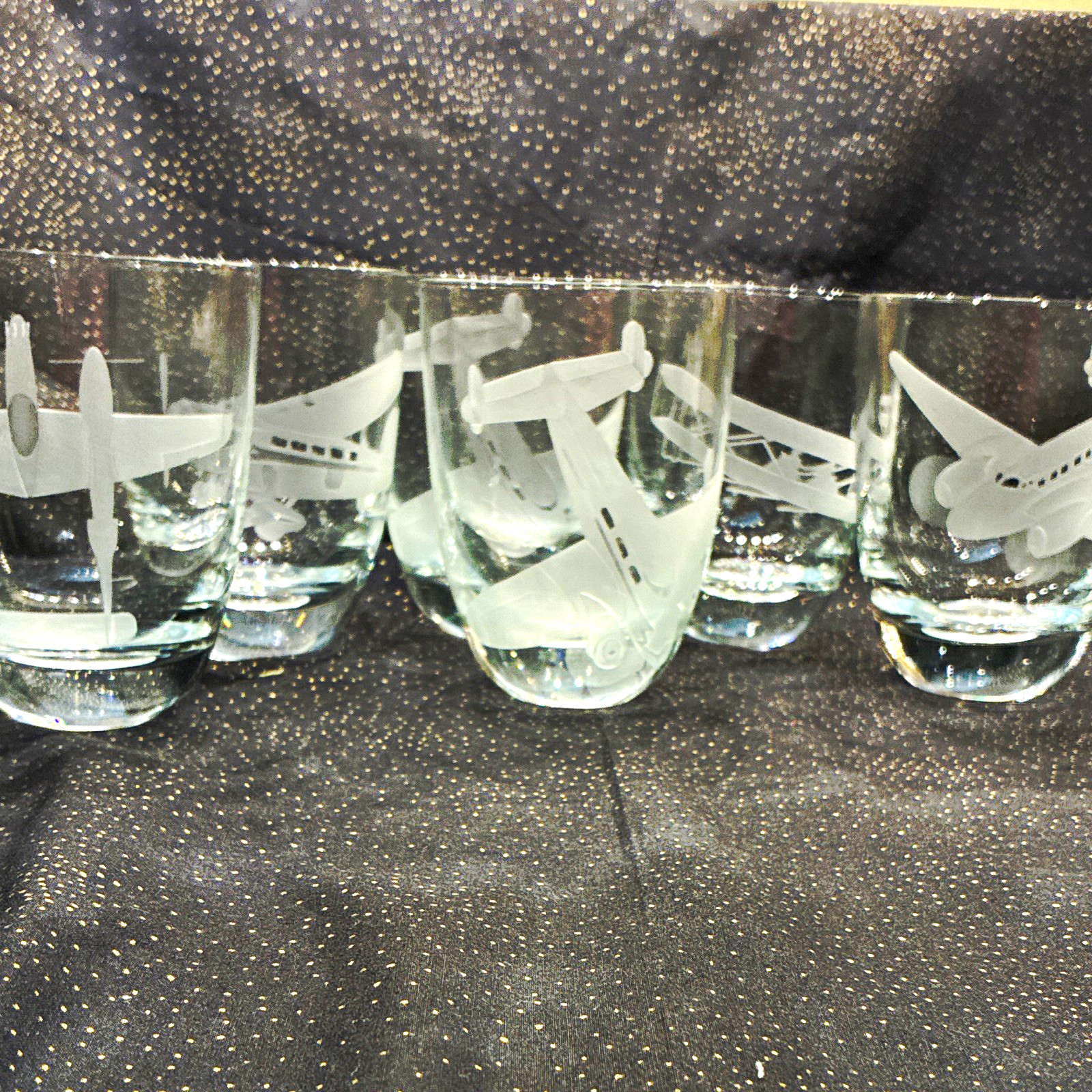 6 Lockheed aircraft glasses circa 1940\'s