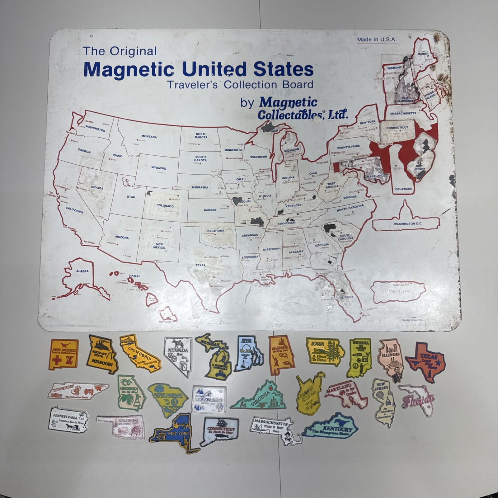 Vintage 1985 Magnetic United States Traveler’s Collection Board Map w/Magnets Vintage 1985 Magnetic United States Traveler’s Collection Board Map w/Magnets