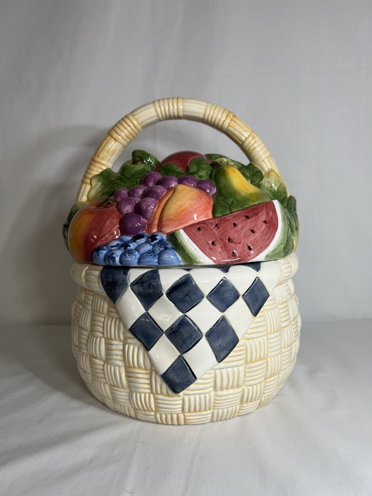 Certified International SUSAN WINGET Ceramic FRUIT BASKET Cookie Jar VINTAGE