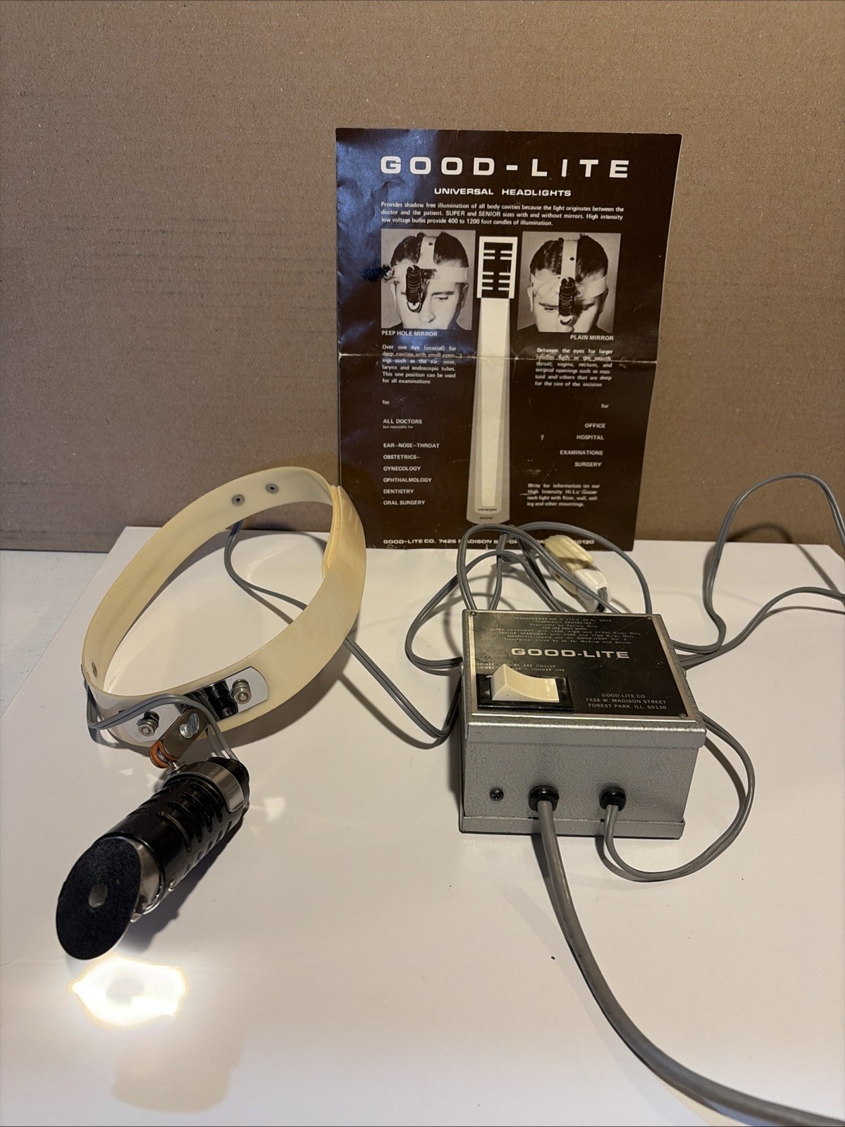 Vintage Good-Lite Surgeons Doctor Headlamp Physicians Tested