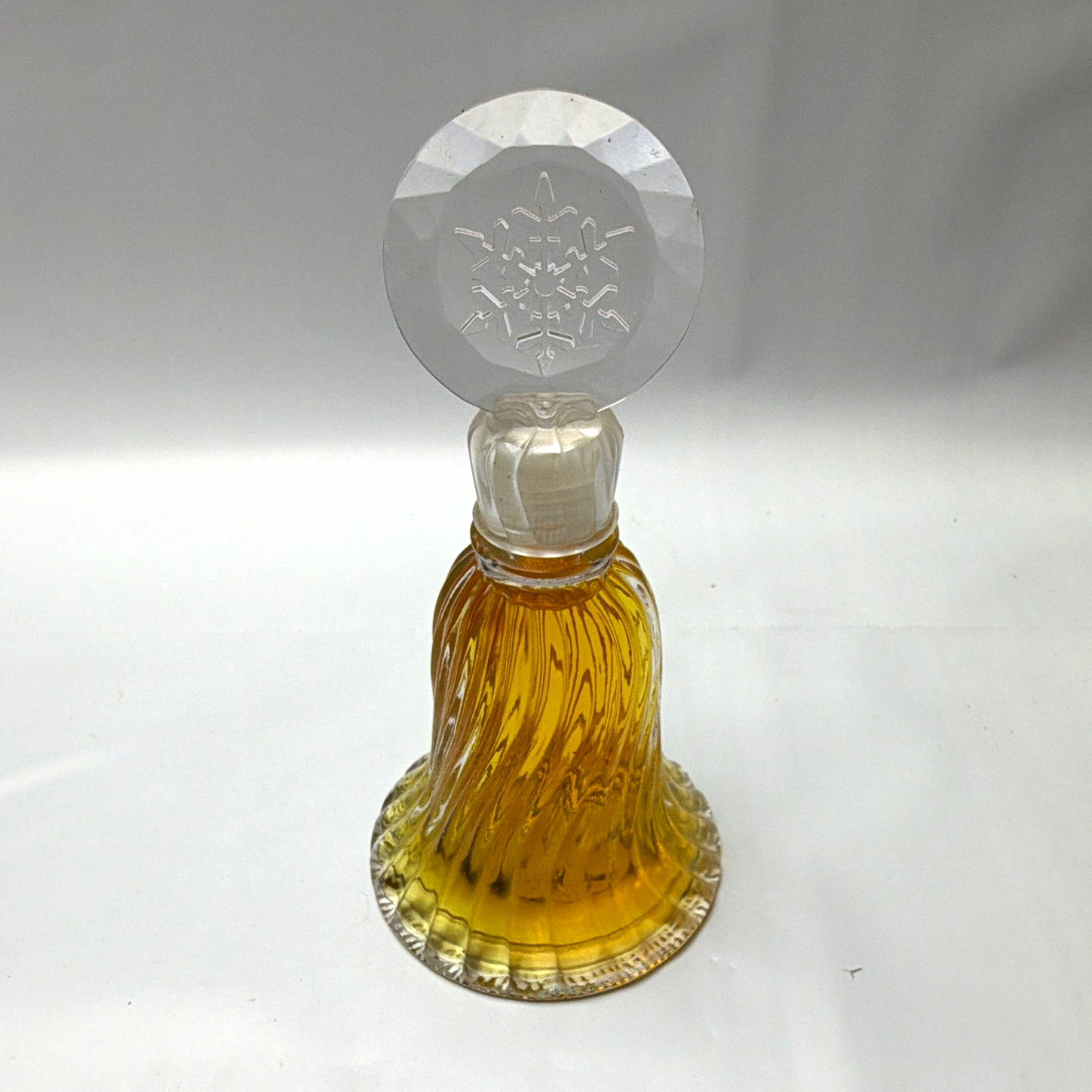 1980 Avon Crystal Snowflake Christmas Bell Topaze Cologne 3.75 oz Full Vintage