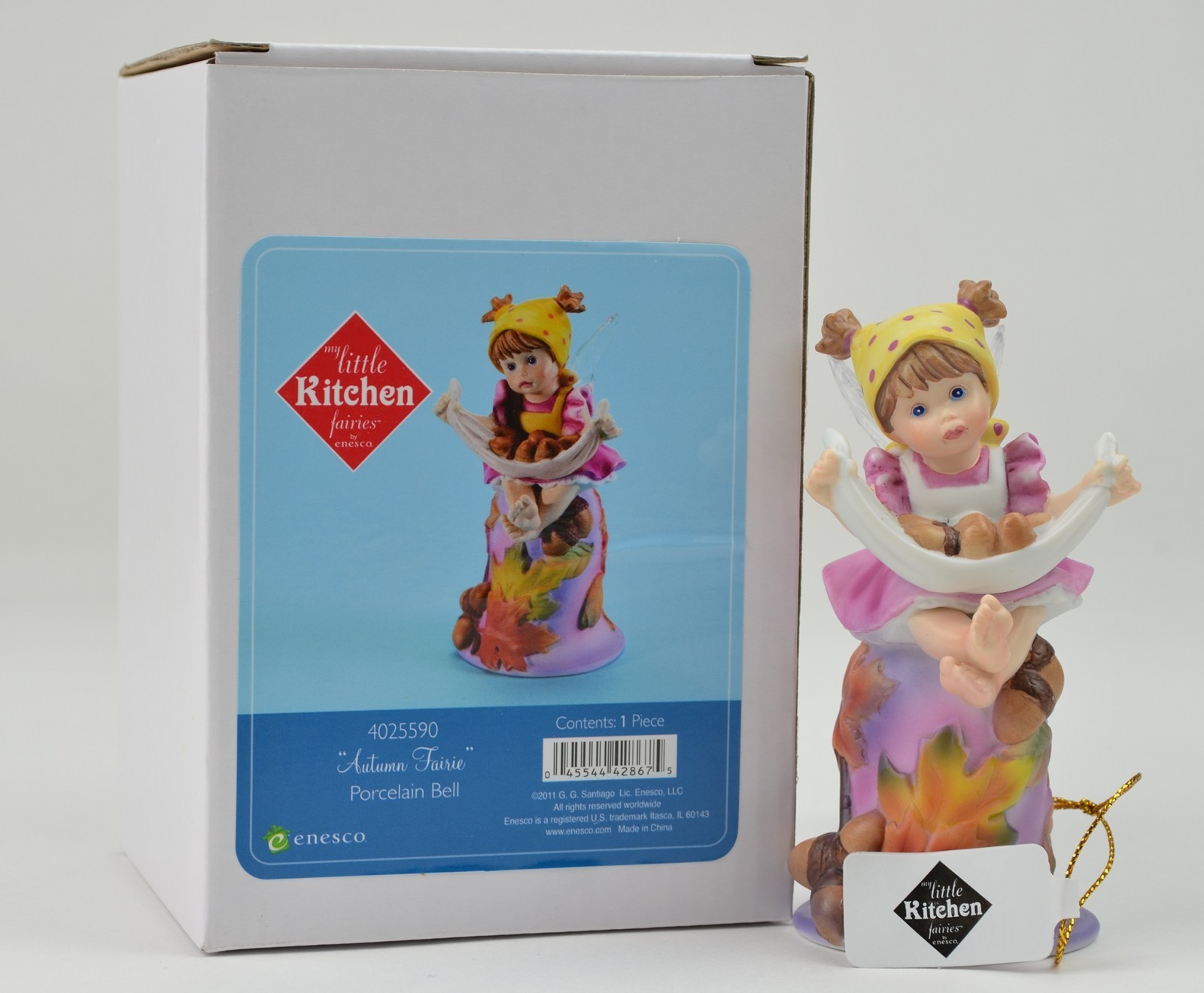 Enesco My Little Kitchen Fairies, Autumn Fairie Porcelain Bell #4025590, Fairy Enesco My Little Kitchen Fairies, Autumn Fairie Porcelain Bell #4025590, Fairy