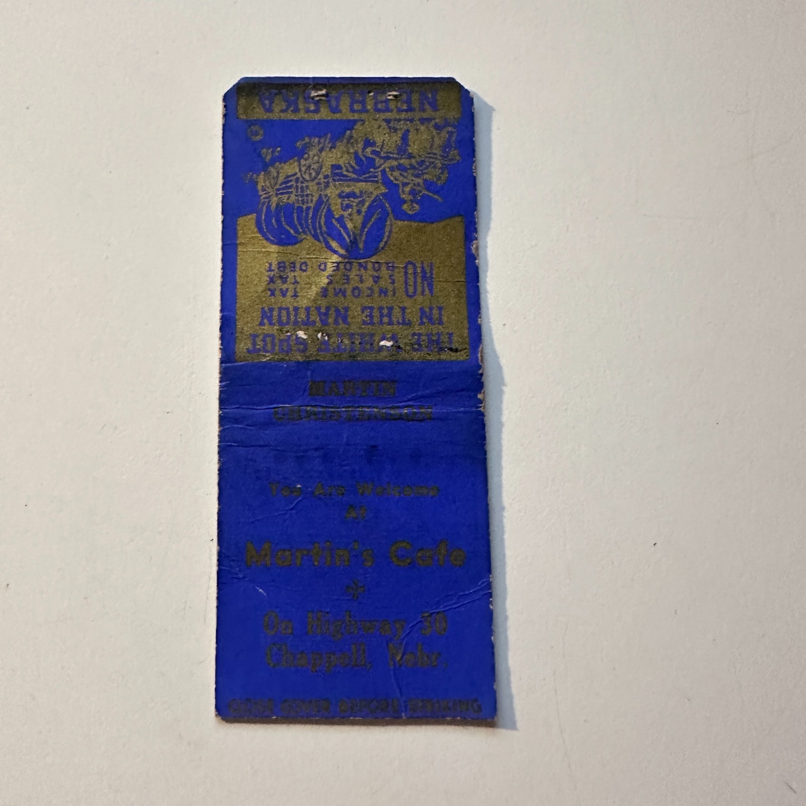 Martin\'s Cafe Chappell NE Vintage Matchbook Cover 4MB121-1