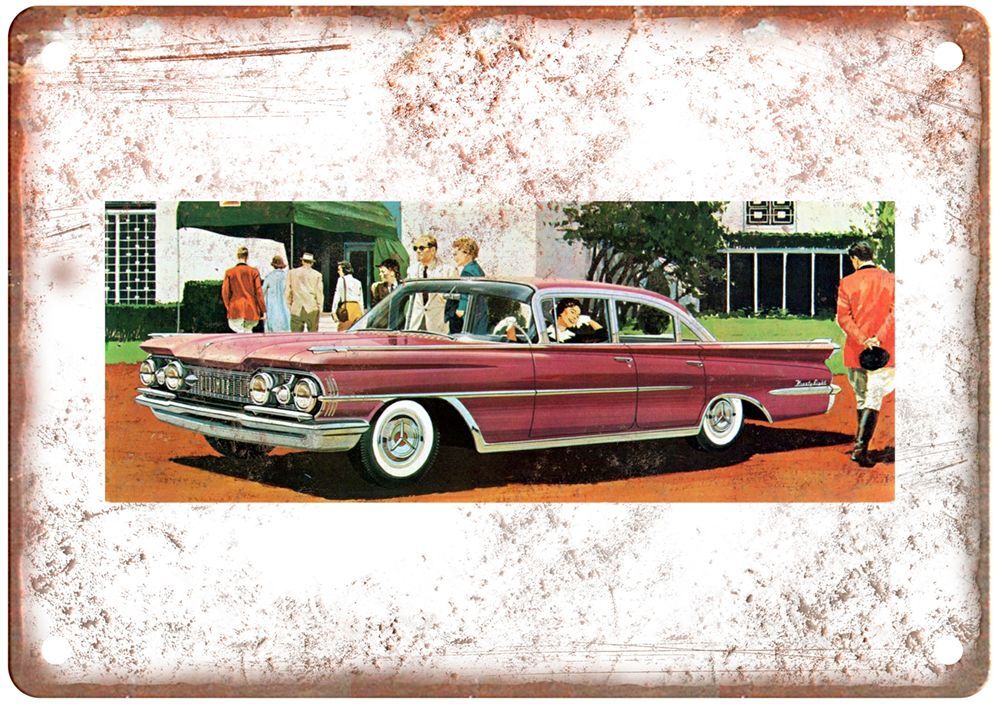 1959 Oldsmobile Ninety-Eight  Sedan Vintage Ad Retro Look Metal Sign A5061