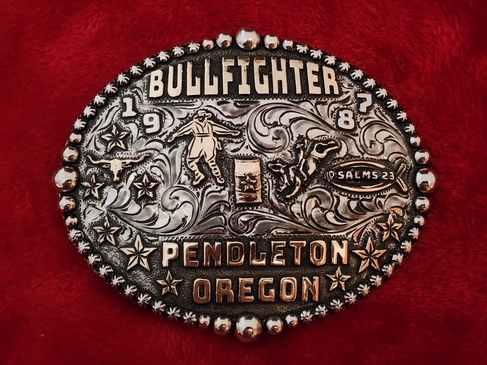 Rodeo BULLFIGHTER☆1987☆Pendleton Oregon☆X~Treme☆Champion Trophy Buckle☆Rare☆790