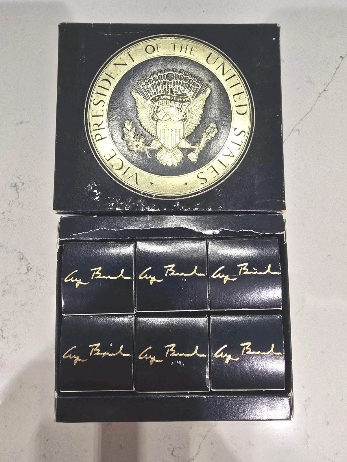 VINTAGE GEORGE H W BUSH VICE PRESIDENT FULL HALF DOZEN GOLF BALL BOX 1980'S