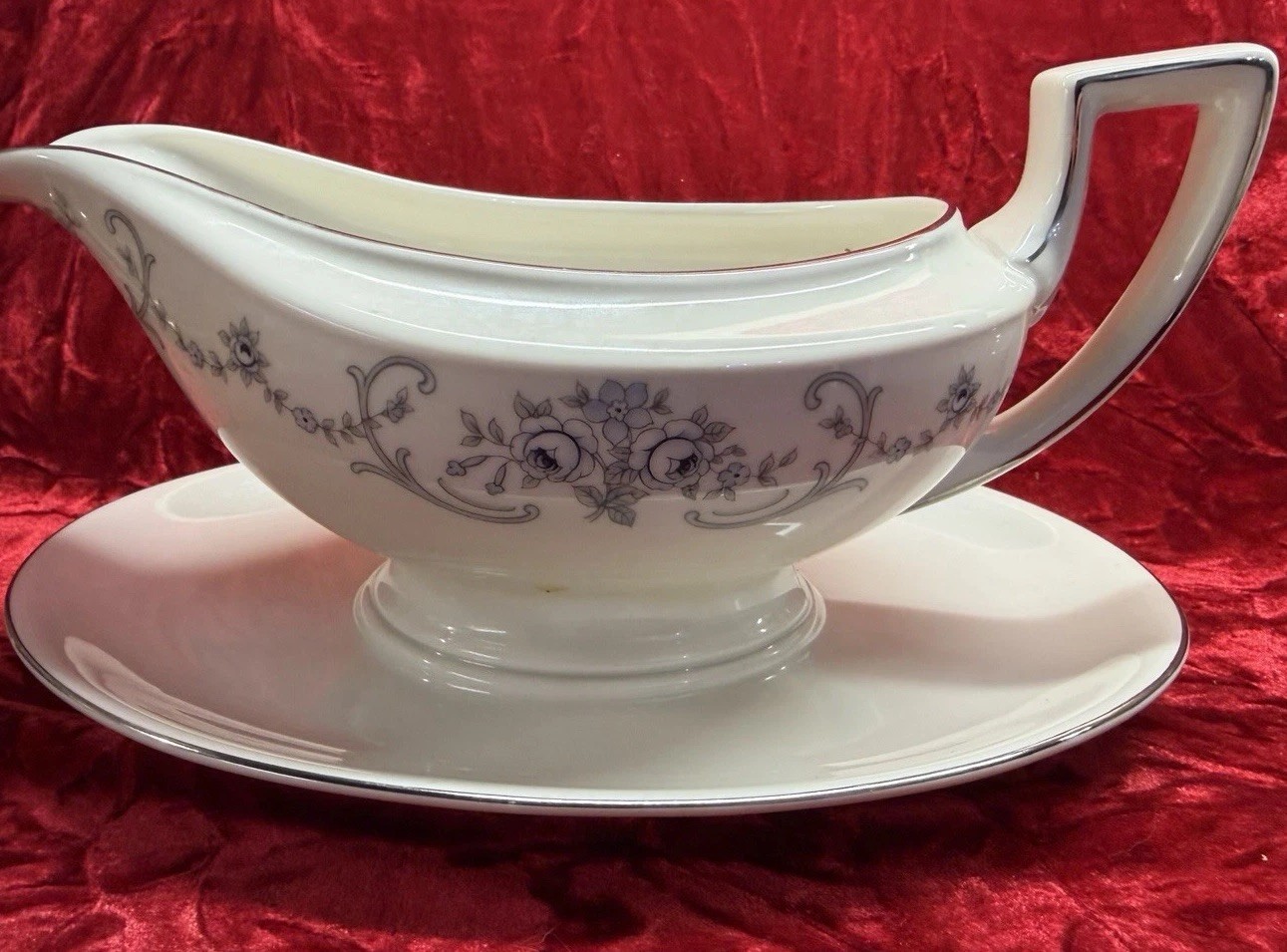 Johann Haviland Gravy Boat Attached Underplate Rhineland Pattern Bavaria Germany