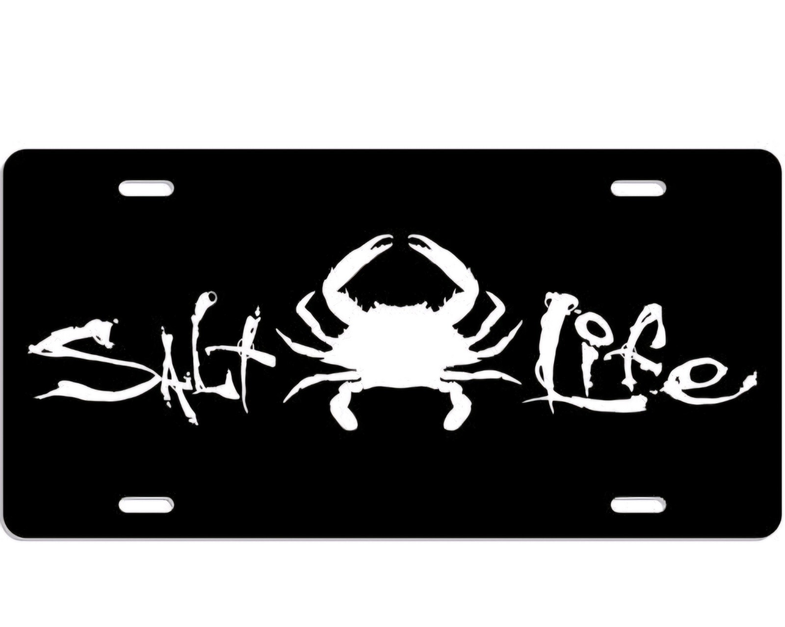 Salt Life License Plate - Crab - Black & White