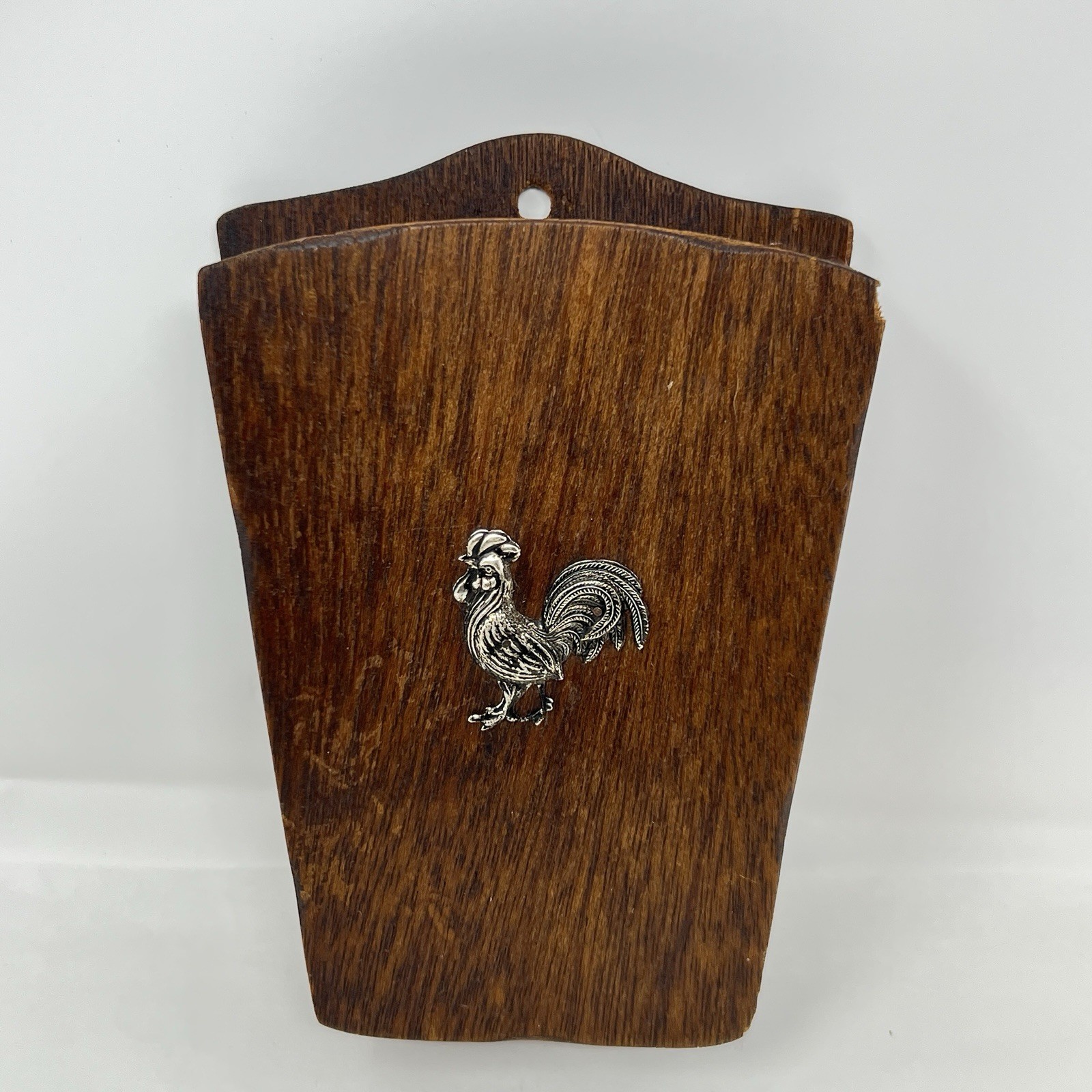 Vintage Wood Knife Holder With Rooster 5 Slot Wall Mount MCM Grannycore