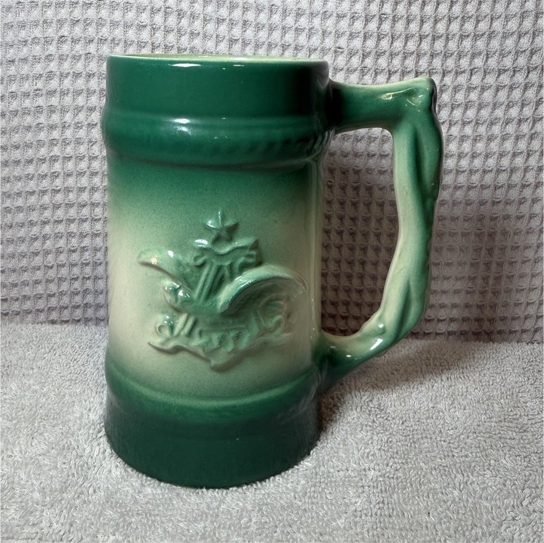 Vintage Budweiser King of Beers Green Ceramic Beer Stein Mug Anheuser Busch