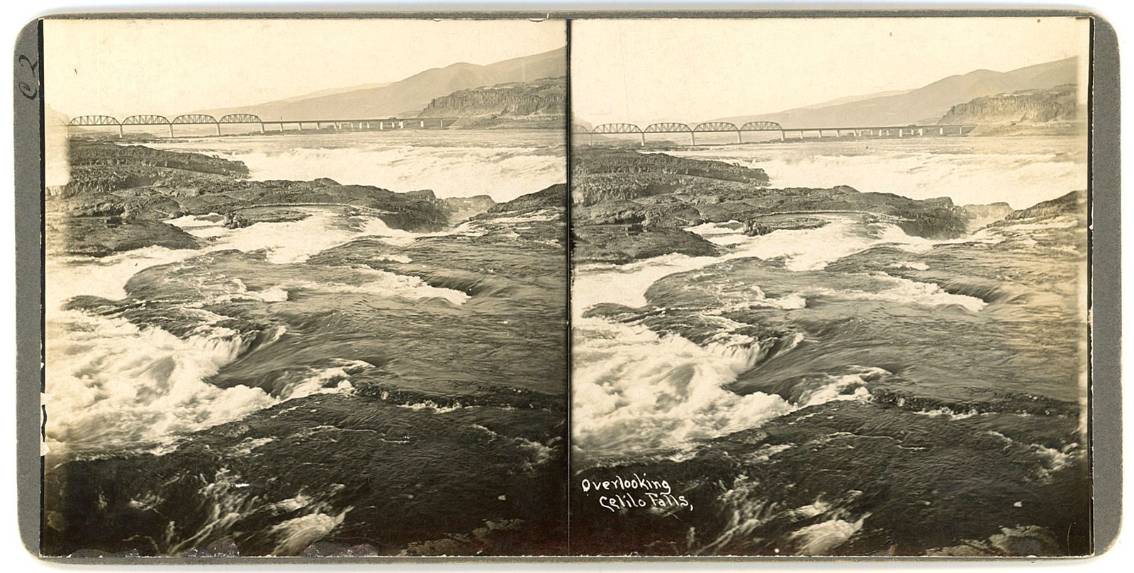 OREGON STEREOVIEW - Celilo Falls - Columbia River - Frank Patterson 1910s