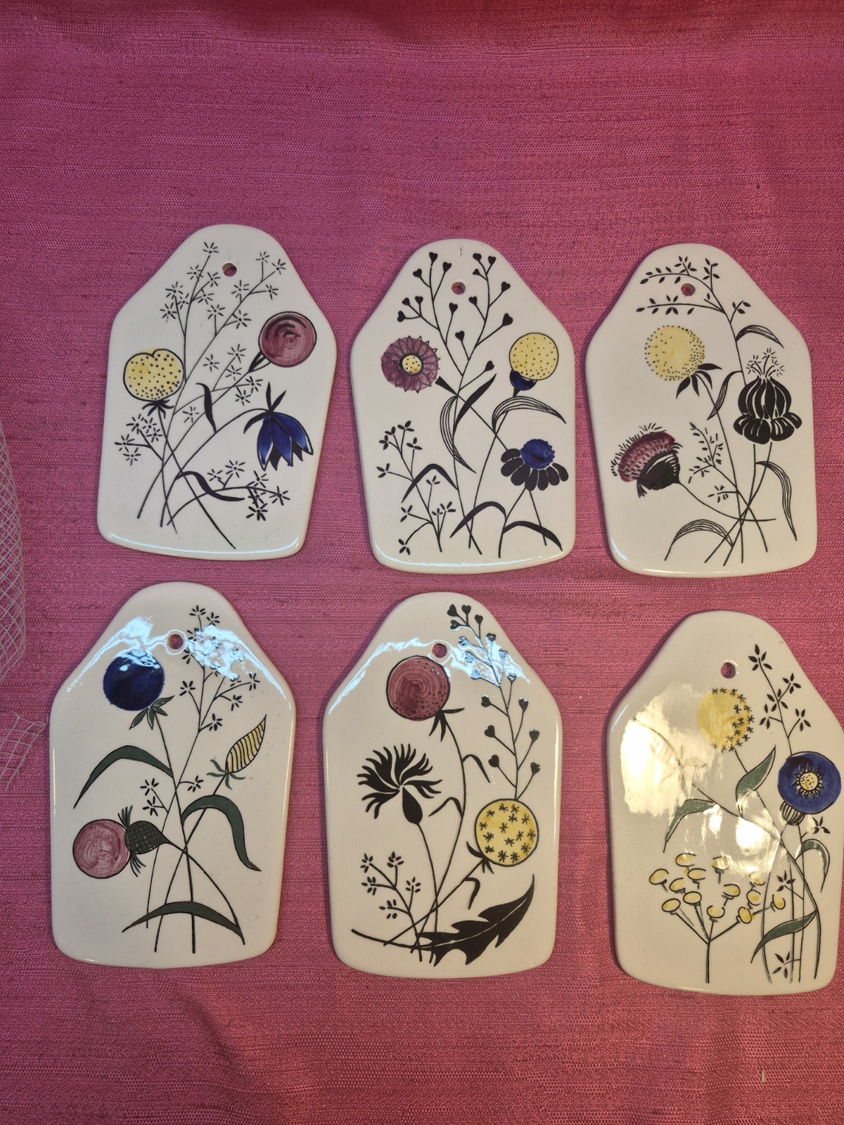 Vintage ECHT Dom-Keramik West Germany Floral Wall Plaques Set 6 Staffel Limburg