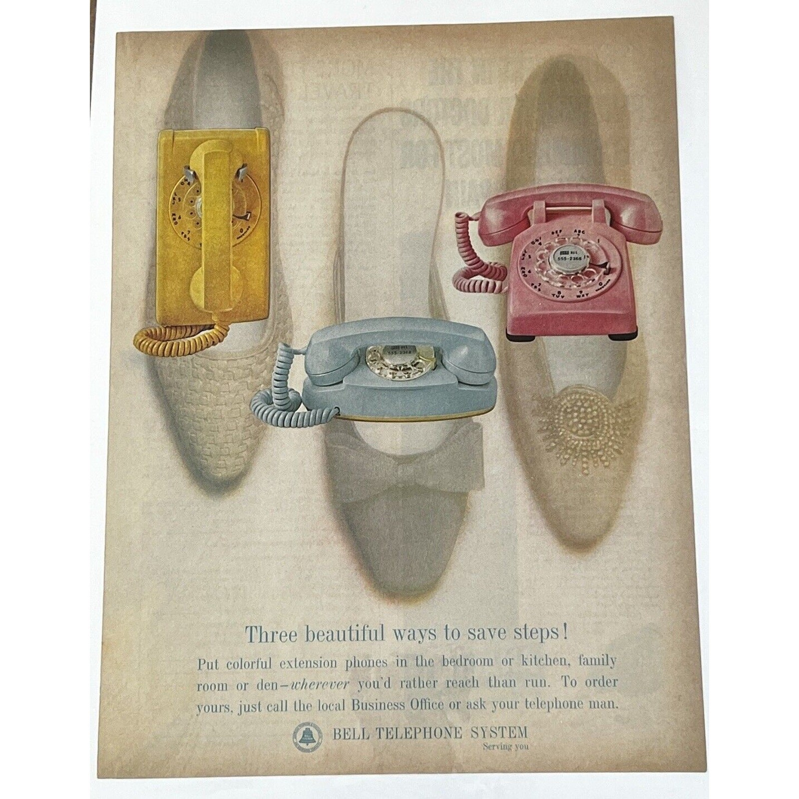 Vtg Bell Telephone Print Ad Retro Pastel Phone 1960s Shoes Fashion Pink Vtg Bell Telephone Print Ad Retro Pastel Phone 1960s Shoes Fashion Pink
