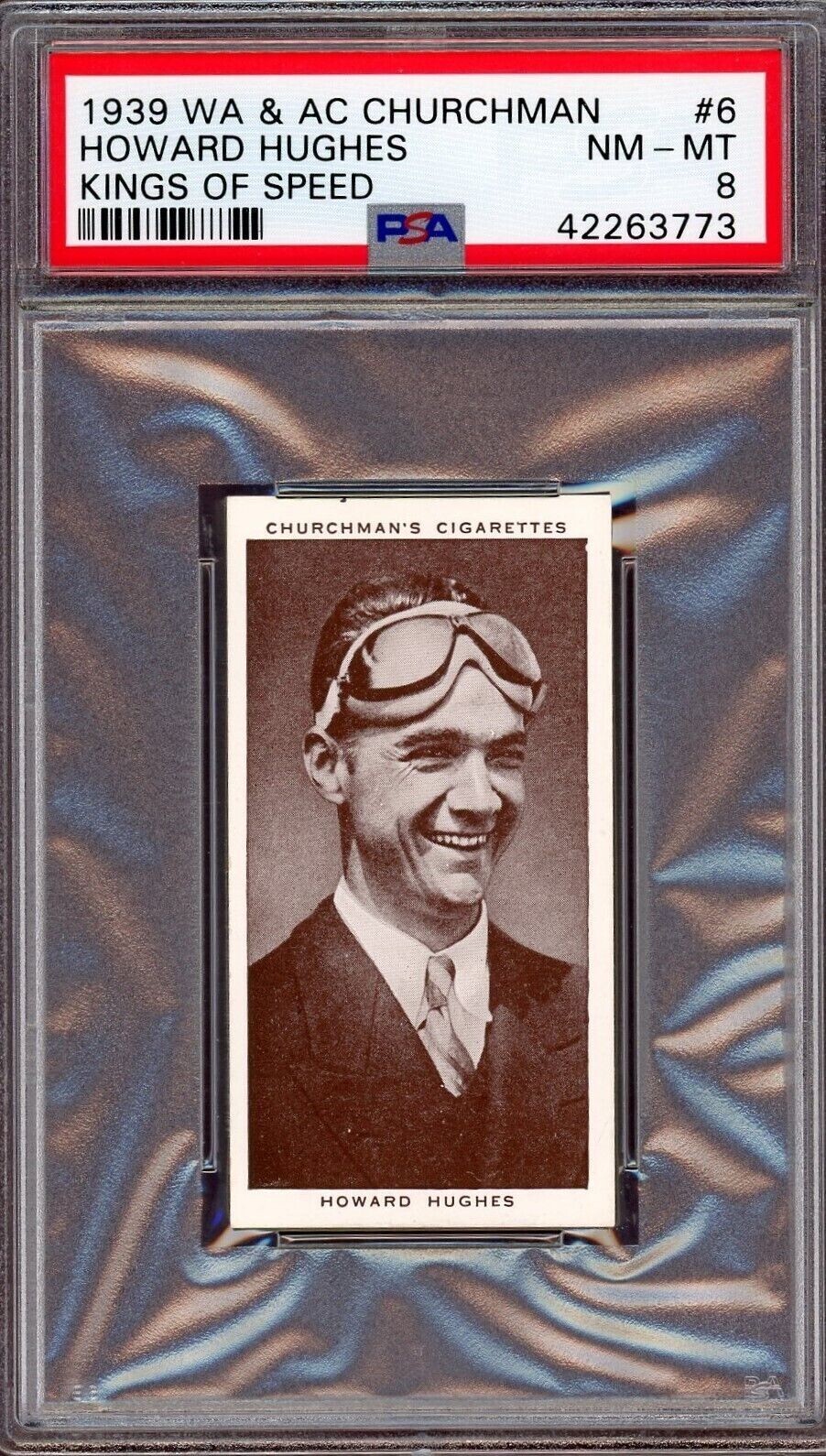 PSA 8 1939 Howard Hughes WA & AC Churchman Cigarettes Card #6 The Aviator Nice