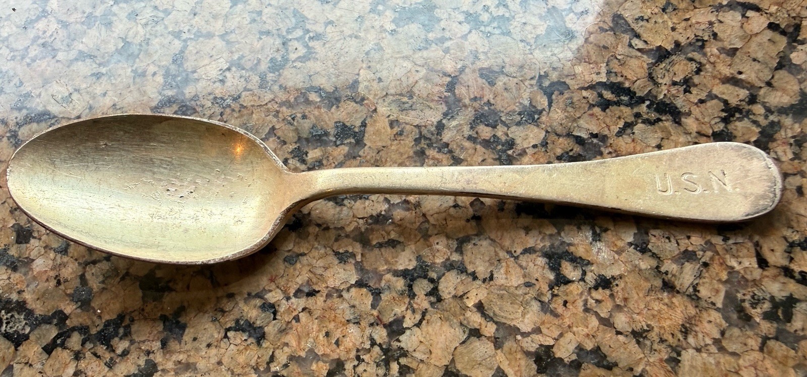 U.S. NAVY WWII Era Spoon 1943-1946 U.S.N. Mess Spoon Military Flatware USN Stamp