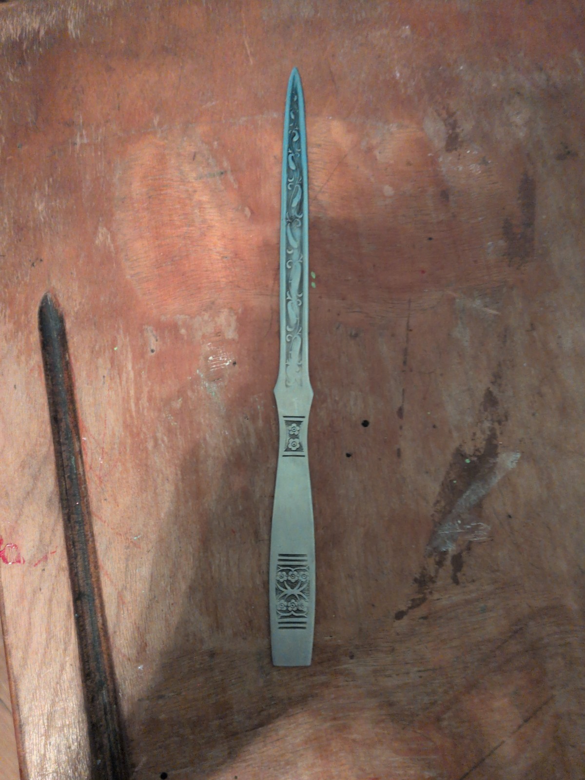 Vintage Stainless Steel Letter Opener Made in Japan Floral Design 9.5” Length