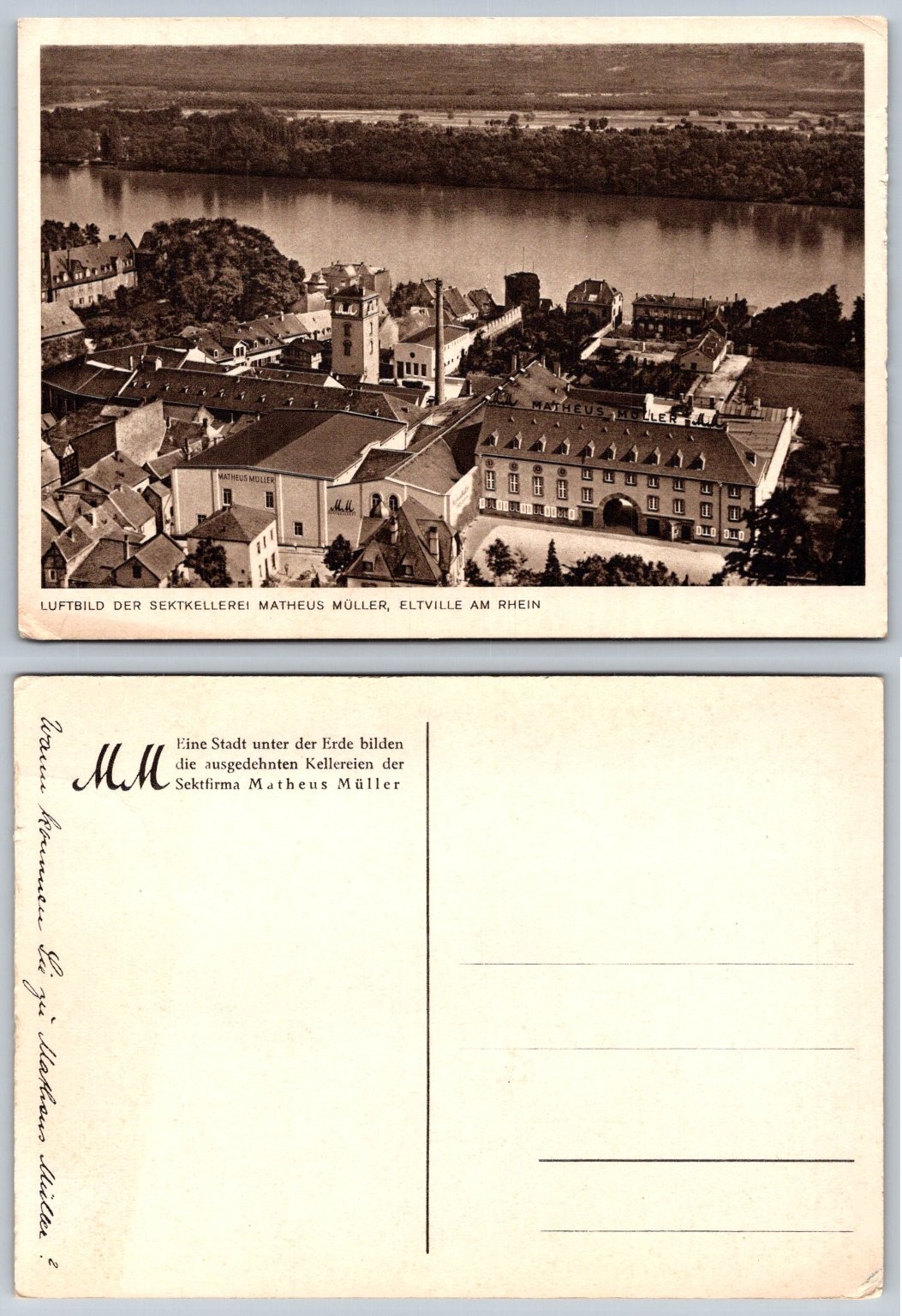Eltville am Rhein Germany Matheus Müller Sektkellerei Aerial View Postcard Eltville am Rhein Germany Matheus Müller Sektkellerei Aerial View Postcard