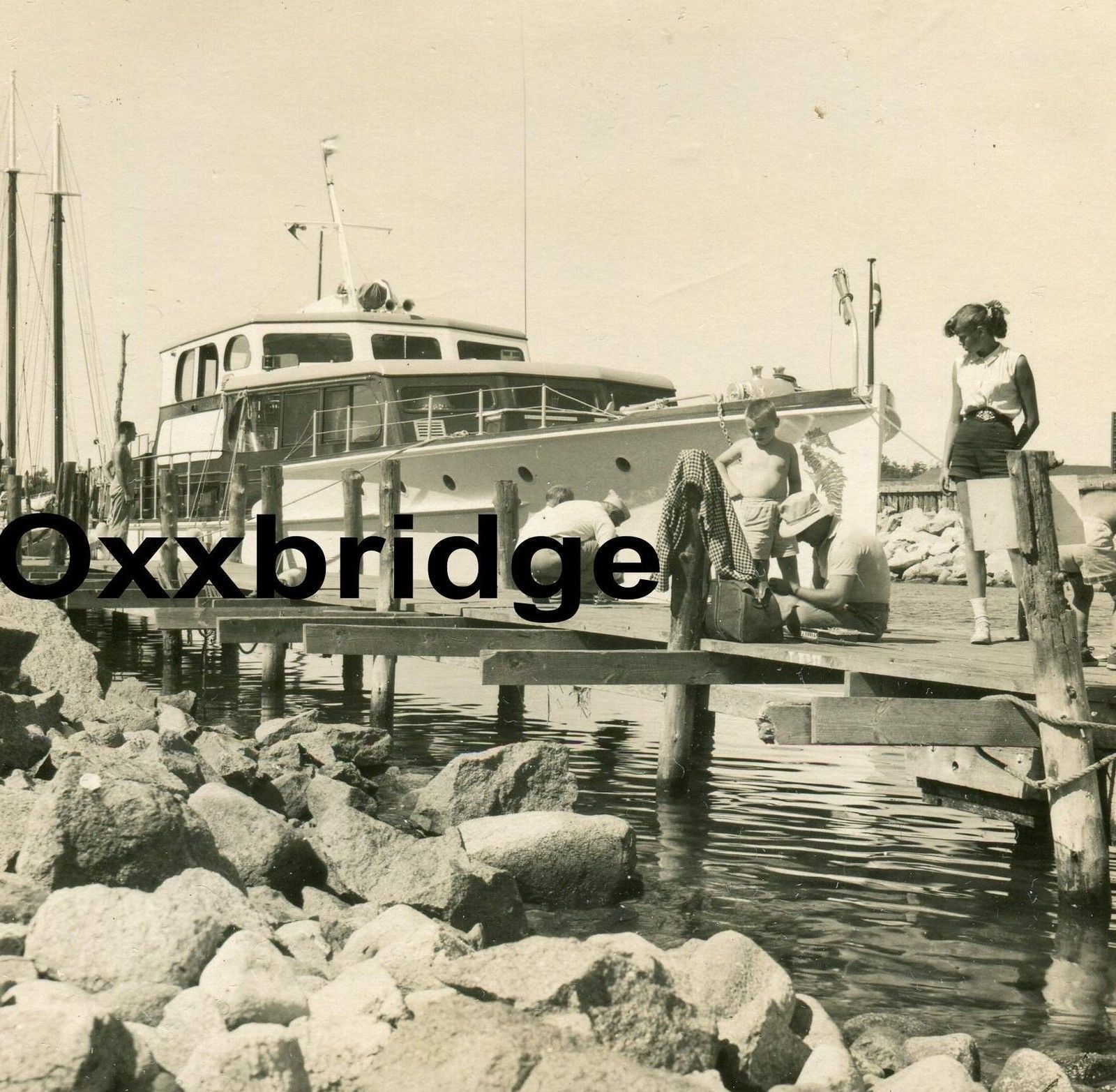 WOODEN YATCH STEREOVIEW Boat Cape Cod Luxy Cruiser Cabin Luxury Vintage Photo