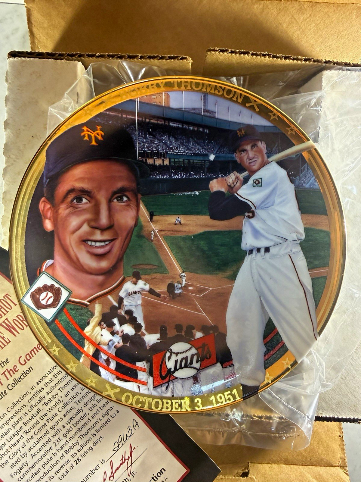 1994 Hamilton Collection Bobby Thomson Shot Heard ’Round the World Game Plate
