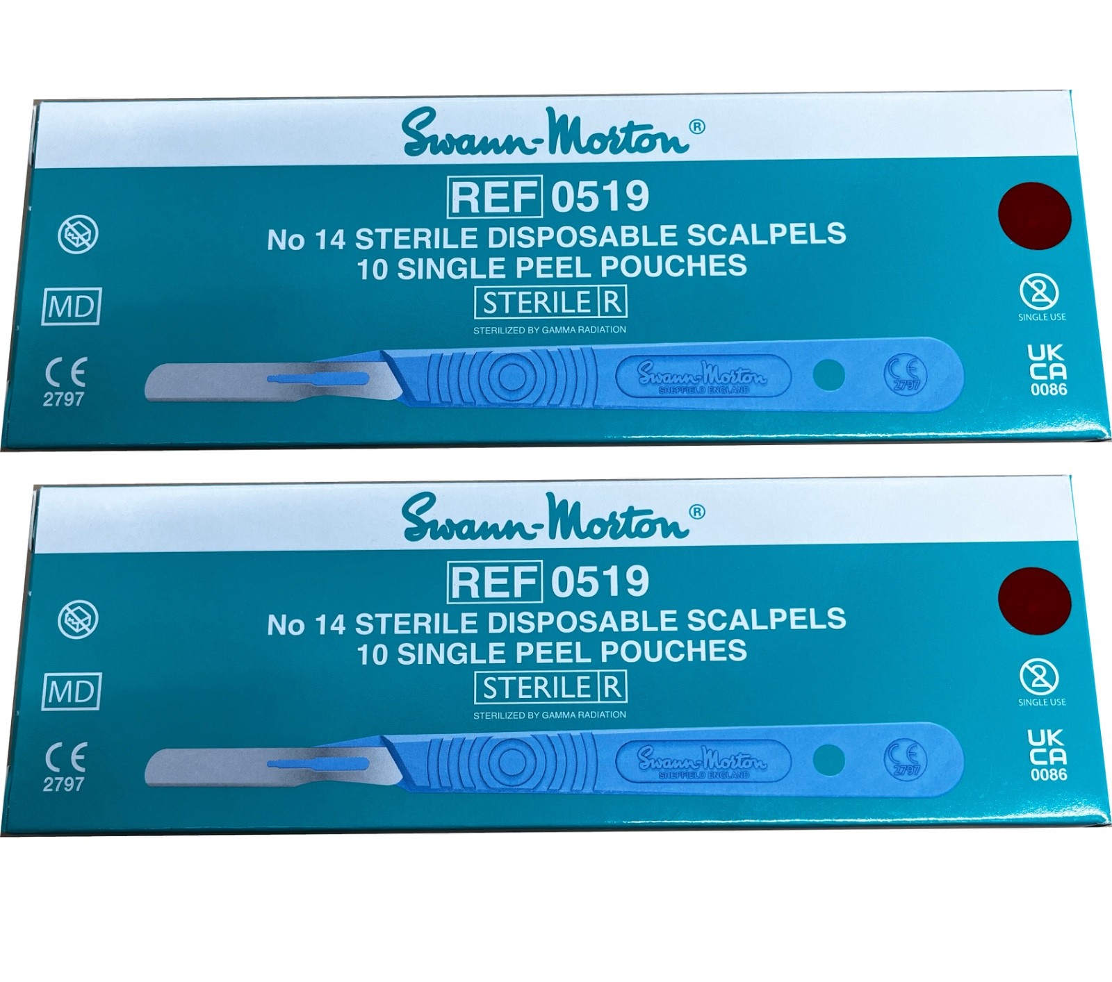 Swann Morton #14 Sterile Disposable Scalpels - 2 boxes of 10