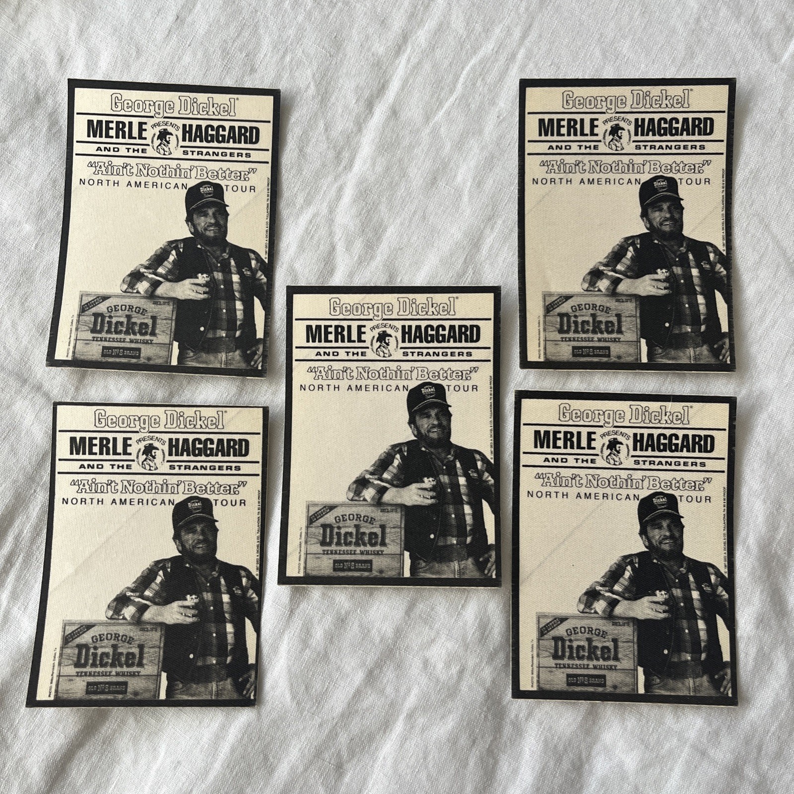 Rare George Dickel Merle Haggard Unused Back Stage Pass Sticker 1980s