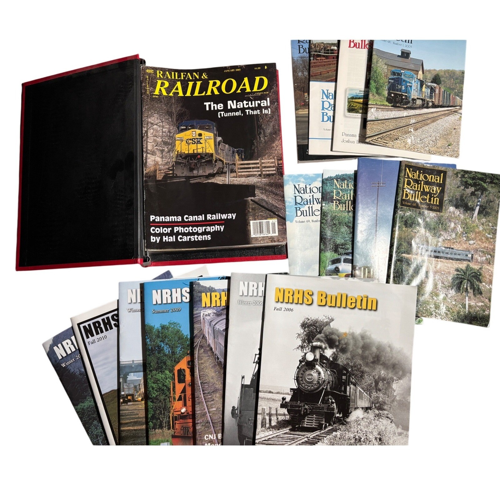 Vintage Railfan & Railroad Magazine Lot National Bulletin NRHS Red Binder \'00s