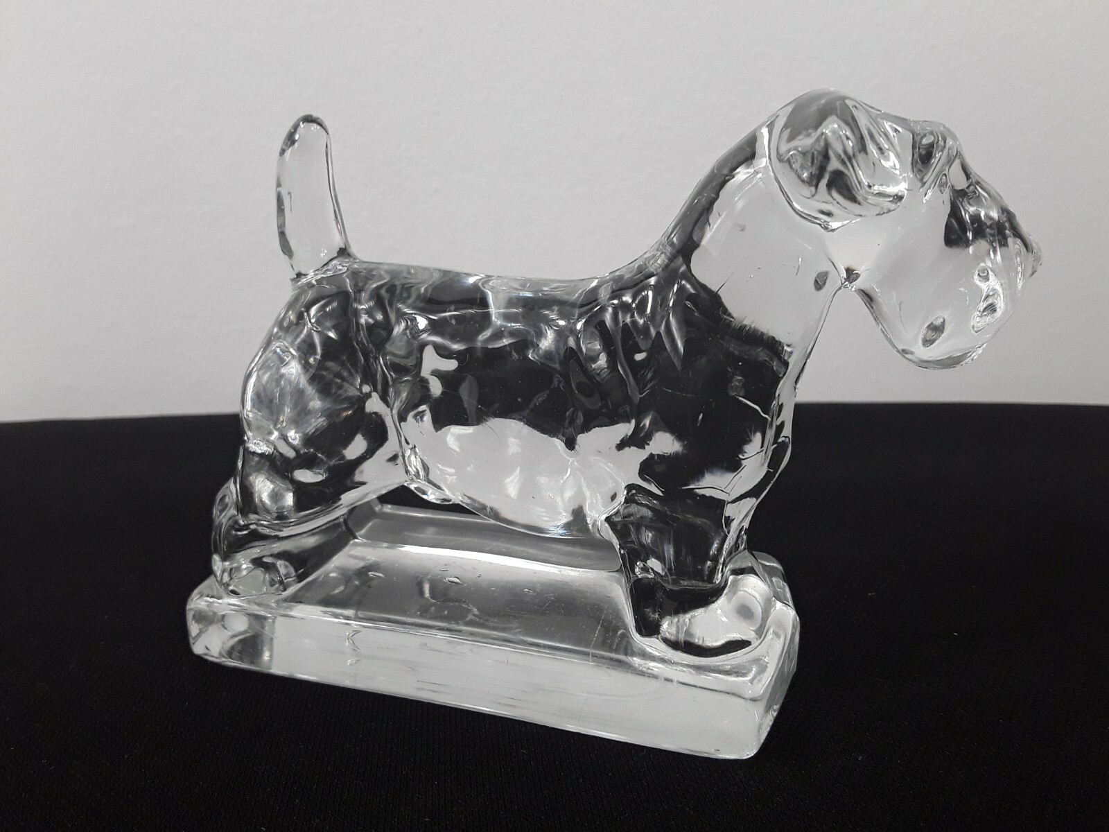  Terrier Dog Figurine Clear Lead Crystal Glass Paperweight 3-1/2