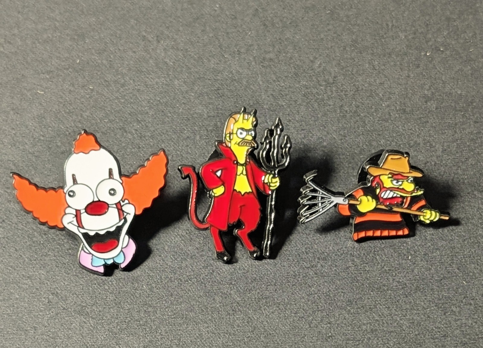 The Simpsons Treehouse of Horror Pin Set,Devil Flanders, Nightmare Willie,Krusty