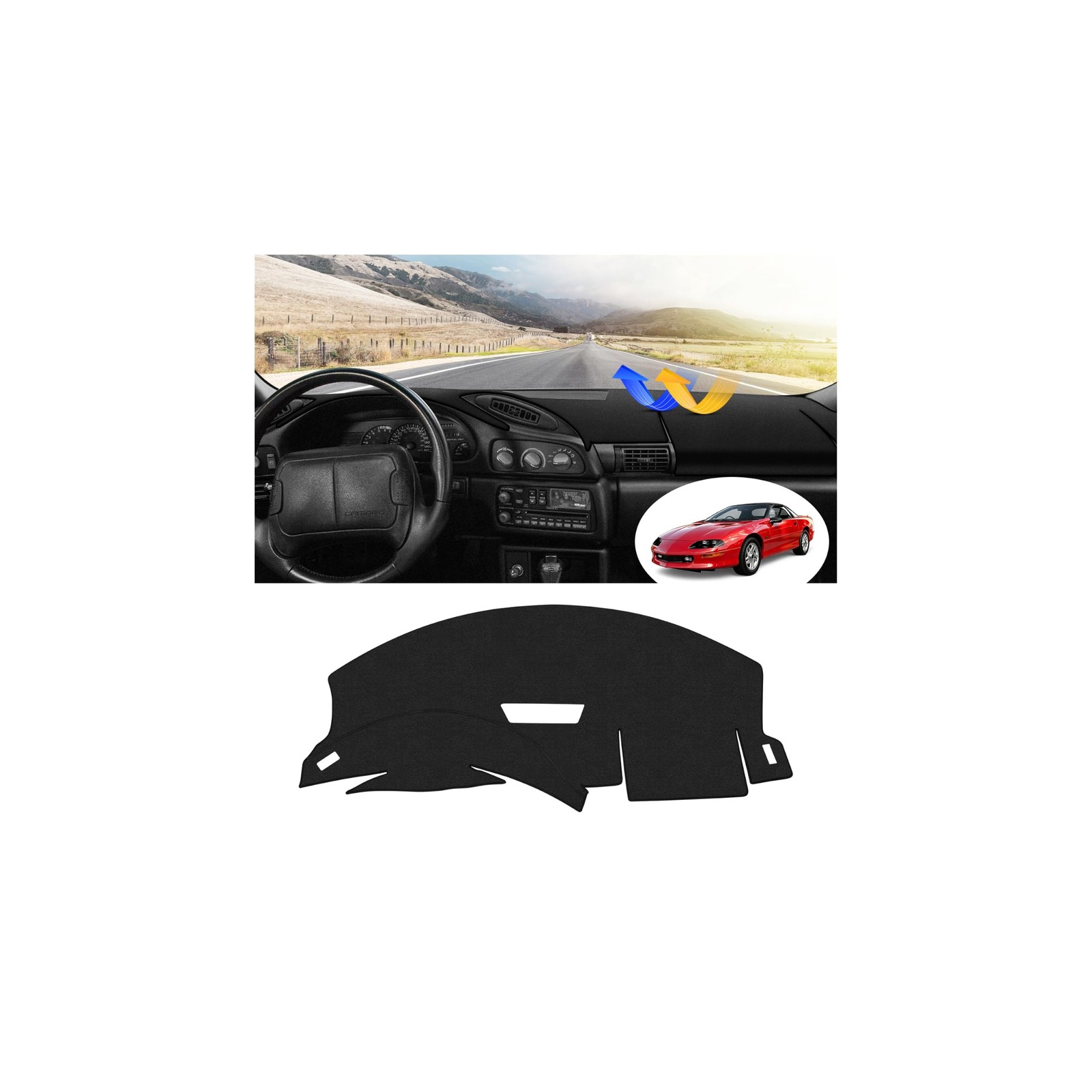 FIILINES Dash Cover for 1993 1994 1995 1996 Chevy Chevrolet Camaro, Dashboard...