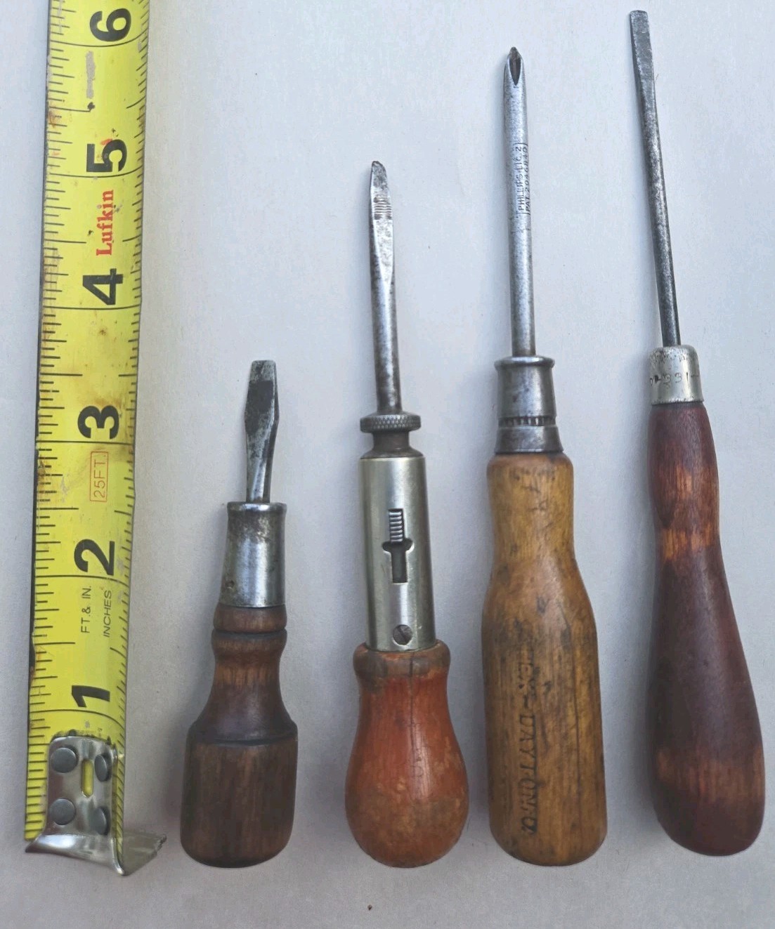 VTG Wood Handle Screwdrivers Millers Falls 331 Apex Dayton AG&J German Ratchet