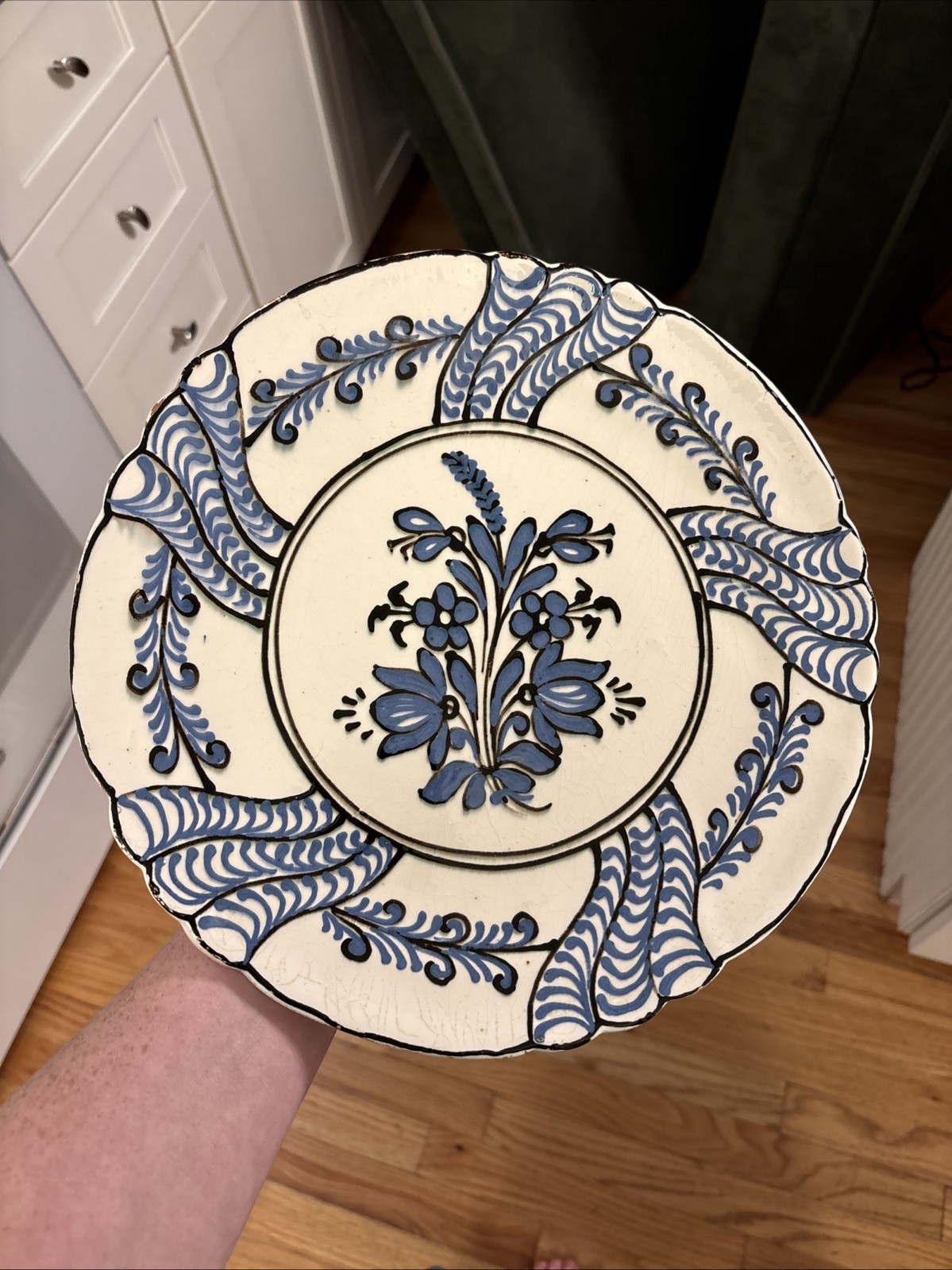 Vintage Hungarian Pottery Wall Plate 11.25” Blue Floral Hand Painted Hungary Vintage Hungarian Pottery Wall Plate 11.25” Blue Floral Hand Painted Hungary