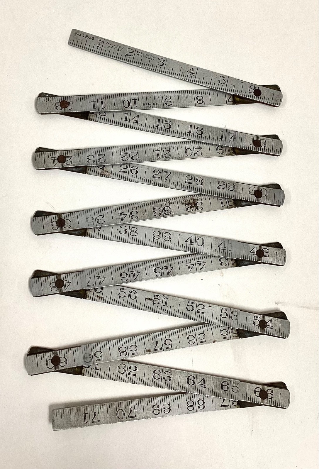Vintage The Lufkin Rule Co. Metal Zig Zag Style Folding Rule 72