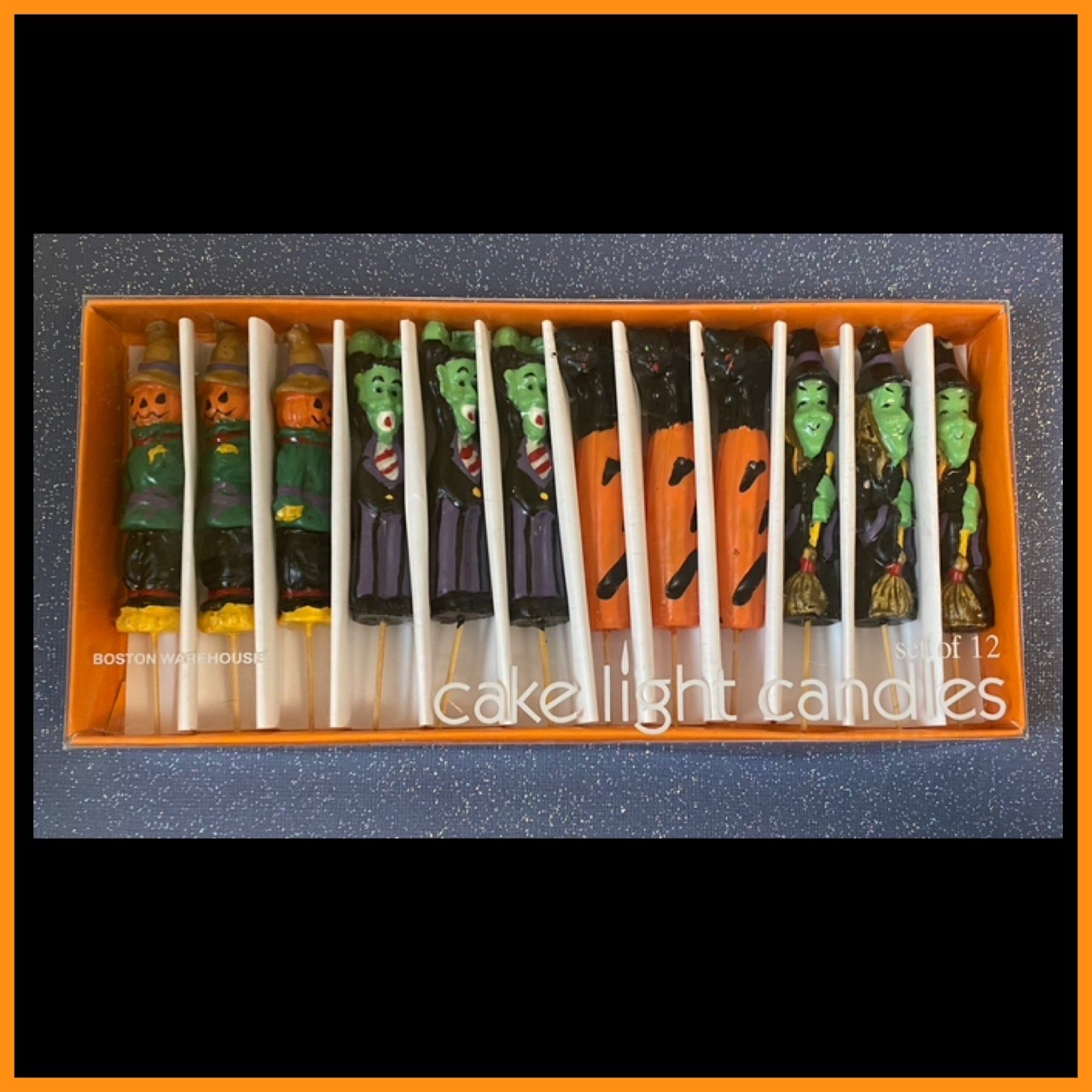 Vintage Halloween Cake Candle SET OF 12 Witch Cat Dracula Scarecrow NOS HTF 🎃