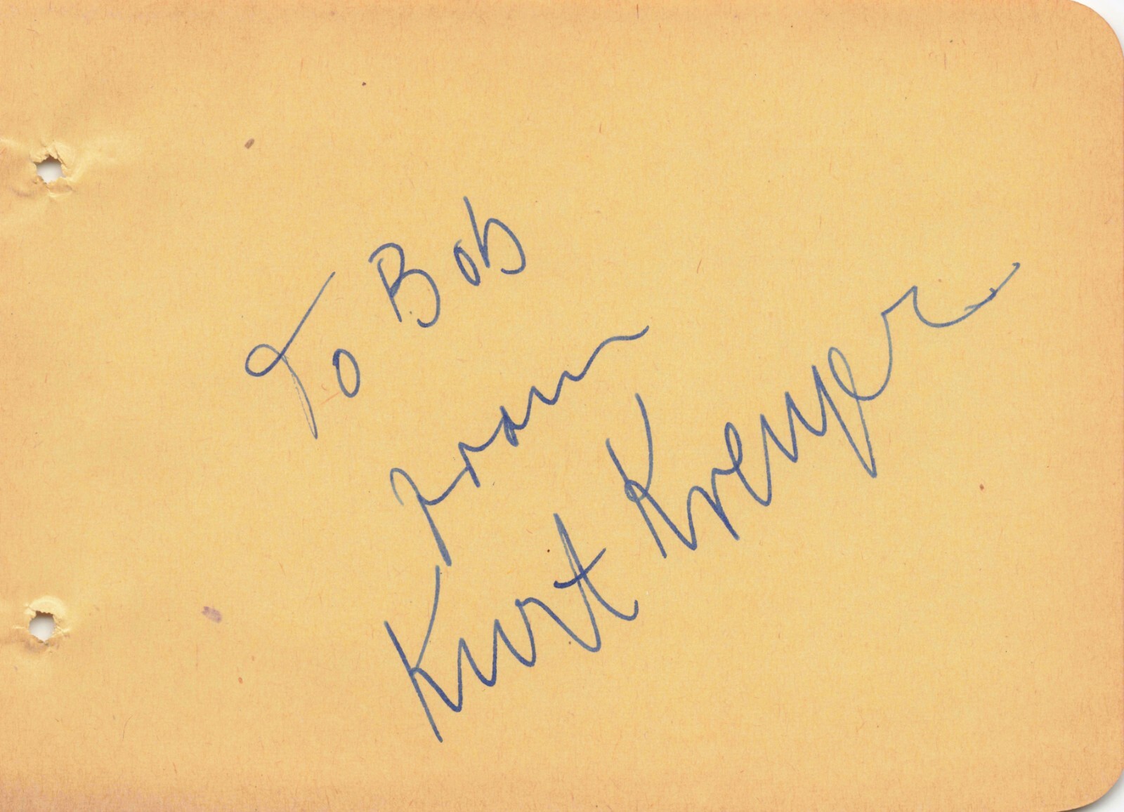 Kurt Kreuger Signed Autographed 4.5x6 Album Page 1940s Actor