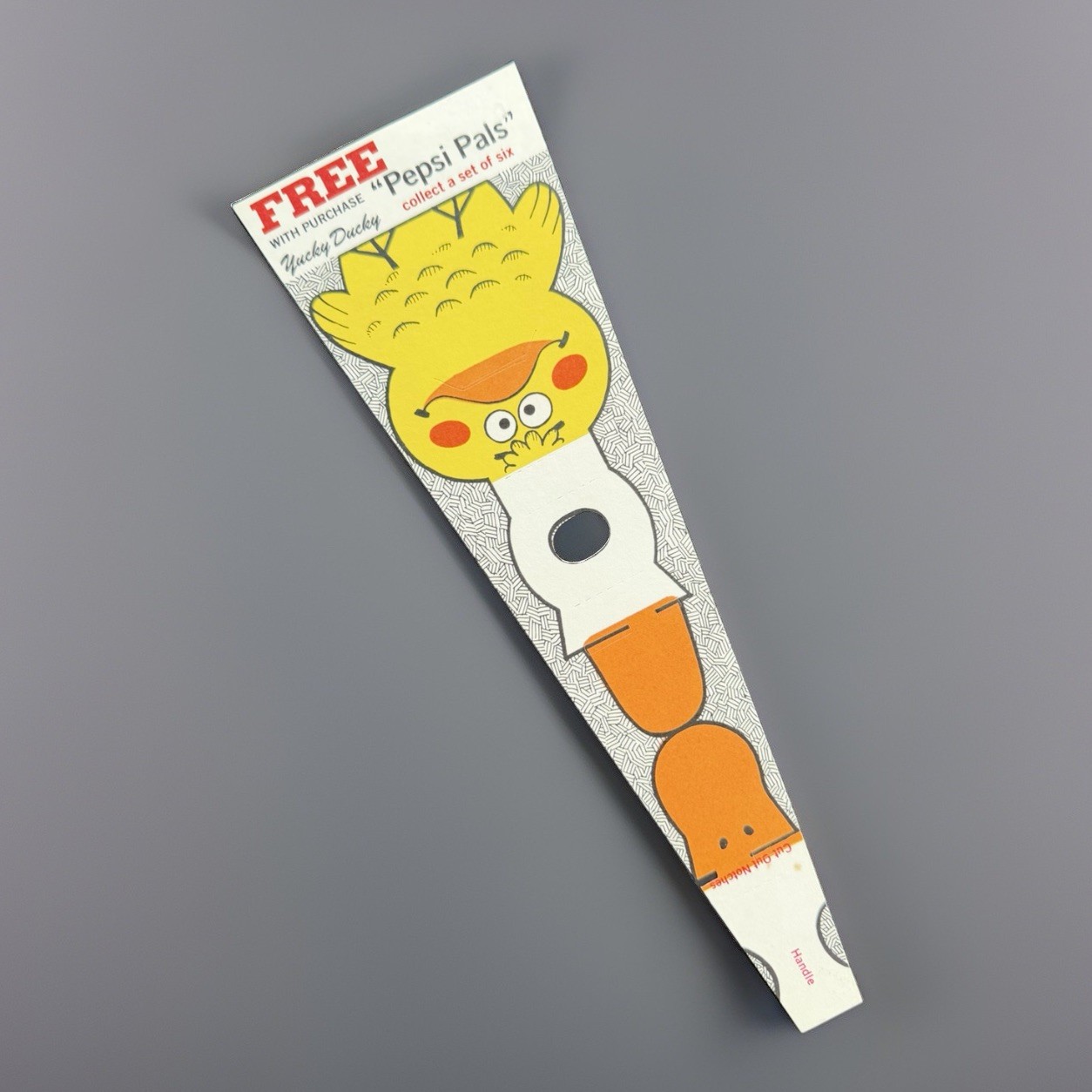 Vintage 1979 PEPSI PALS Yucky Ducky Soda Carton Stuffer Insert Paper Puppet Toy