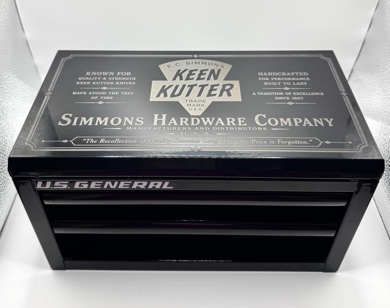 Keen Kutter E.C. Simmons Engraved U.S. General Mini Toolbox w/ Foam Lid
