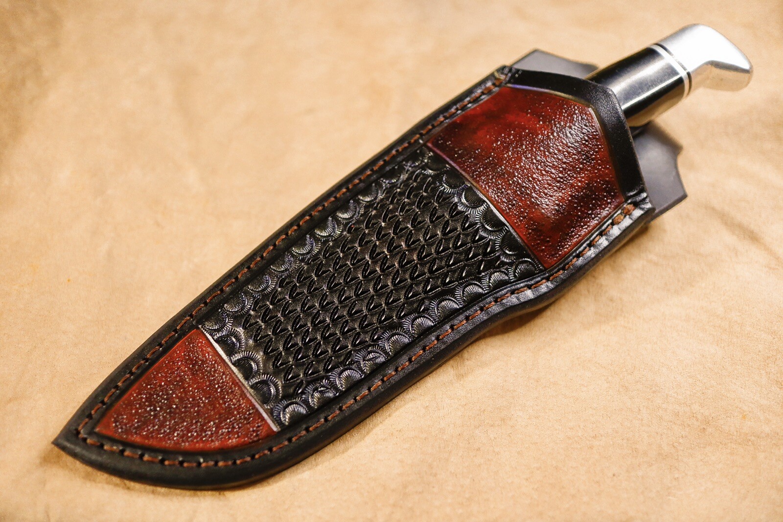 Custom Leather Sheath for Buck 119 (left hand)