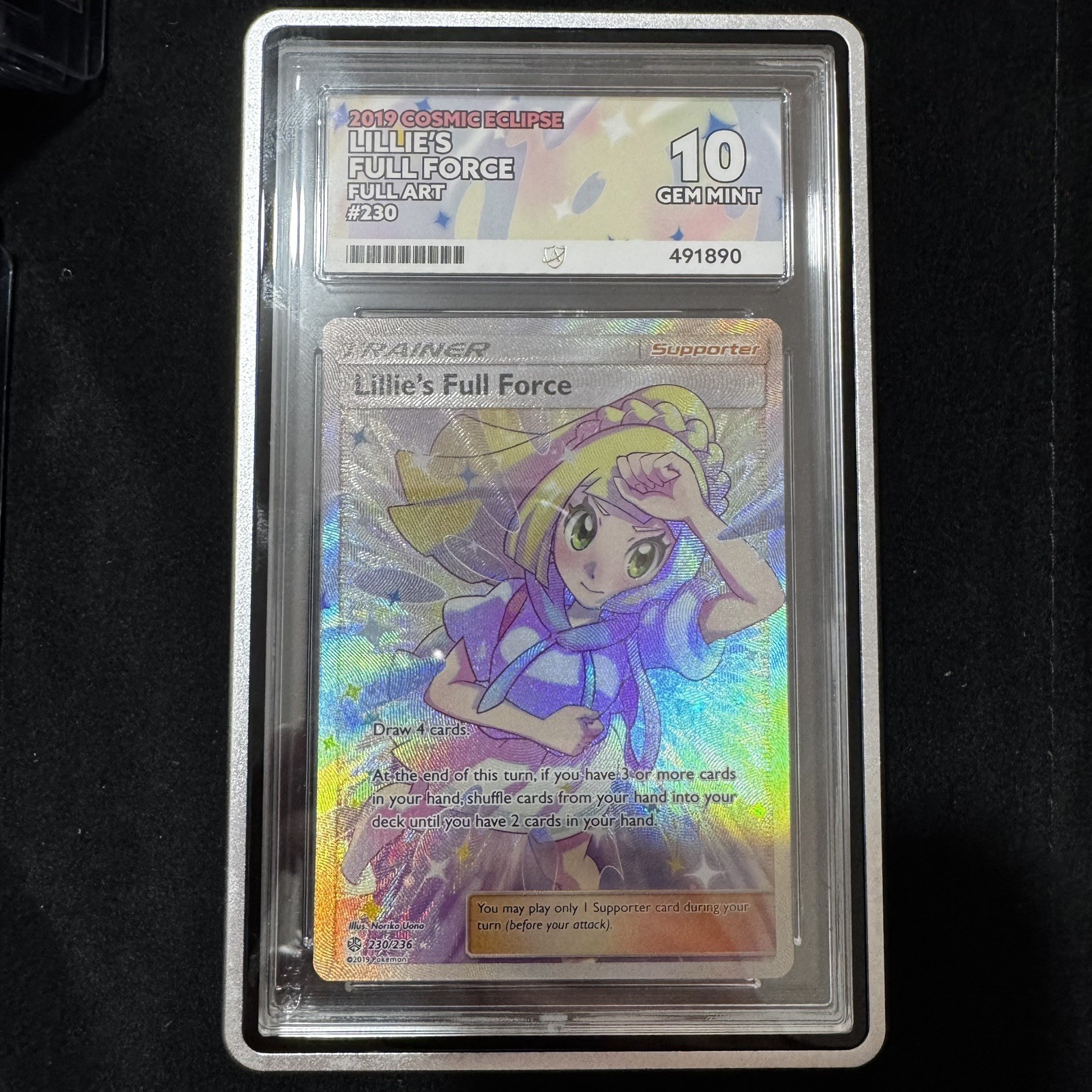 Pokémon TCG Lillie's Full Force Cosmic Eclipse Holo Card 230/236 Full Art Ace 10 Pokémon TCG Lillie's Full Force Cosmic Eclipse Holo Card 230/236 Full Art Ace 10