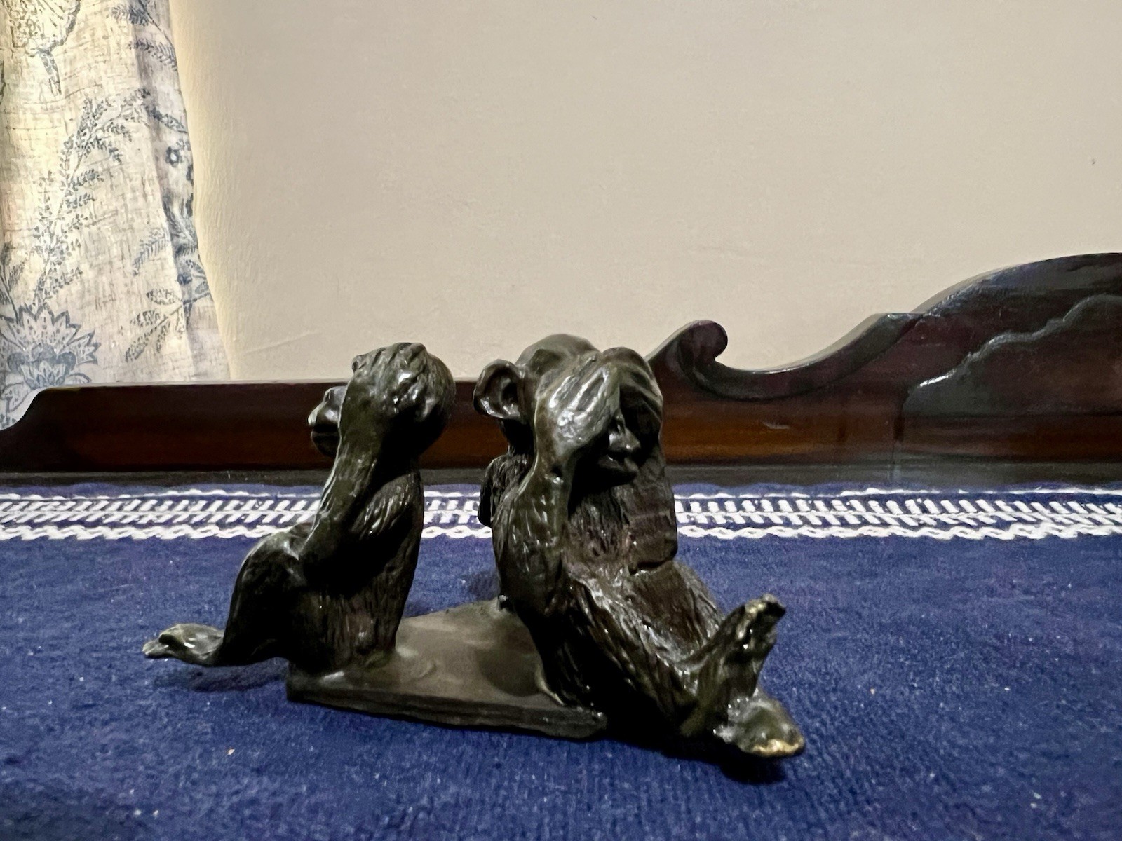 VTG 3 Wise Monkeys Paperweight Heavy Metal Art Sculpture Hear/Speak/See No Evil