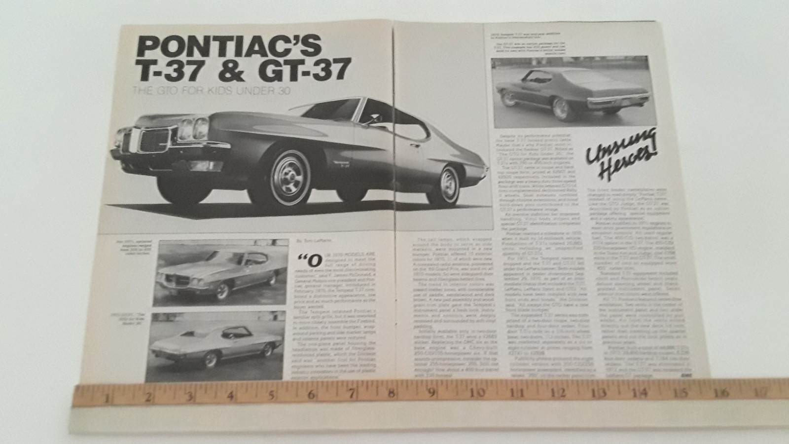 1970 1971 PONTIAC T-37 & GT-37 - MUSCLE CAR -  ORIGINAL 1988 ARTICLE