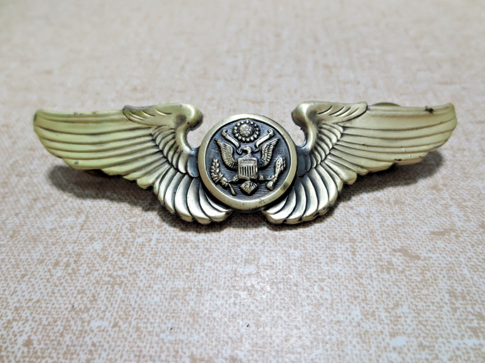 Vintage WWII USAAF Army Air Force Aviator Wings Pin Badge 18.4g Clutch Back