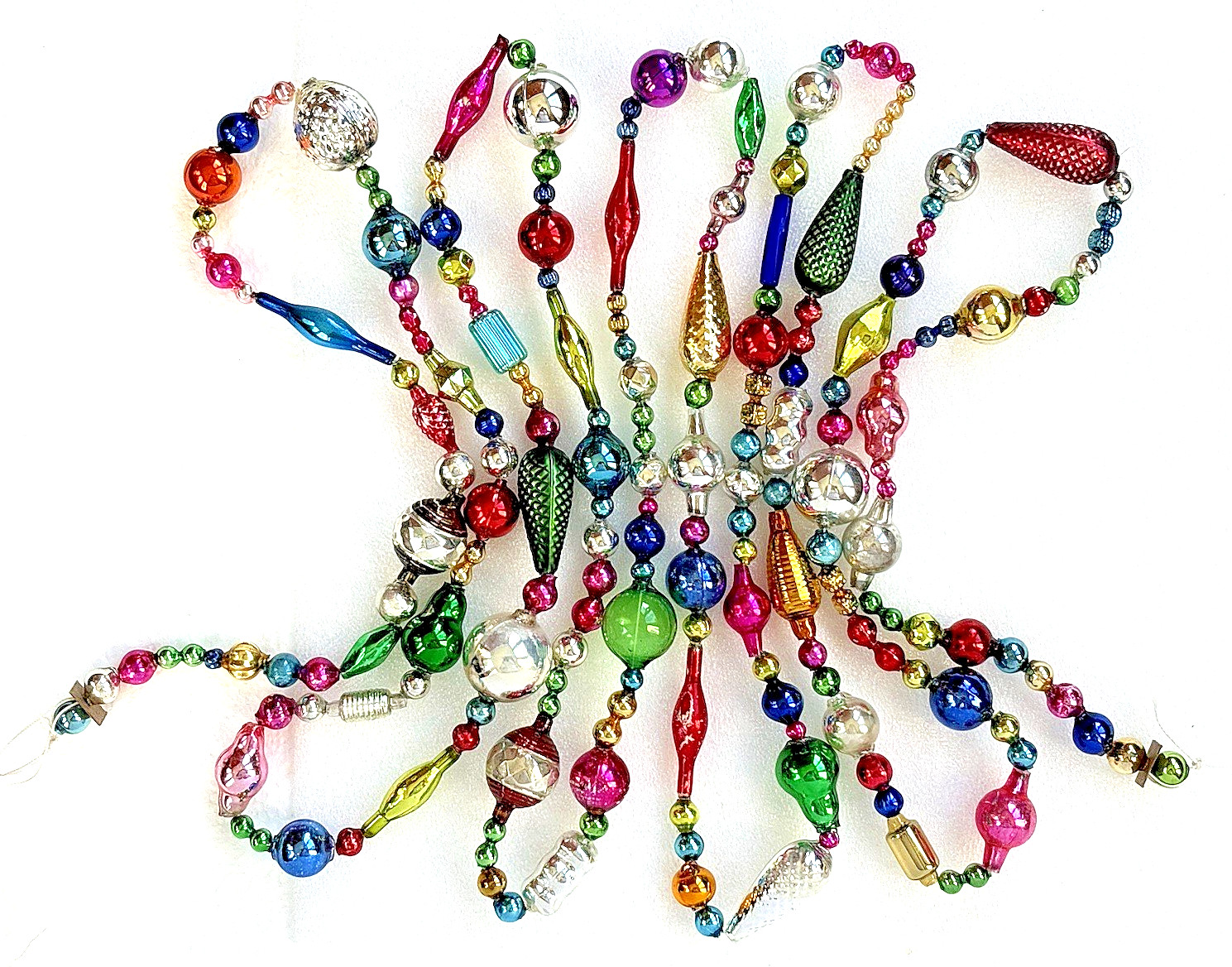 VINTAGE & Antique 10 FT MERCURY GLASS Christmas BIG BEAD Garland ORNAMENT 120