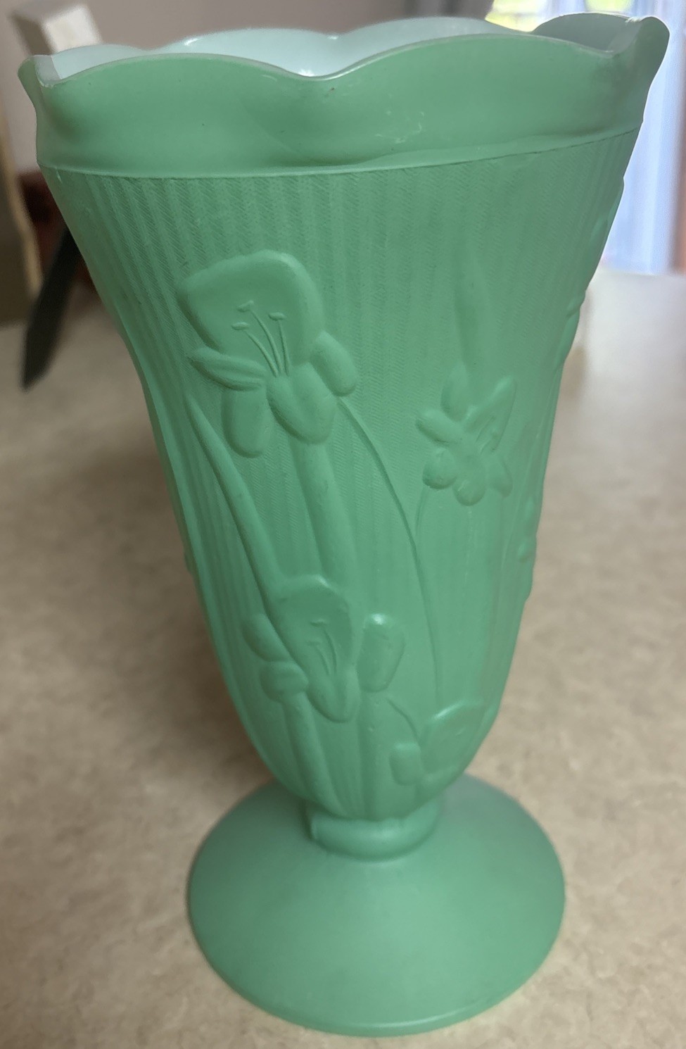 Vintage Jeannette Glass Co Iris and Herringbone Green 9