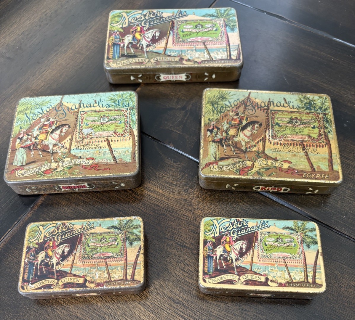 5 Vintage Nestor Queen King Early Tobacco Tins Different Image Variations
