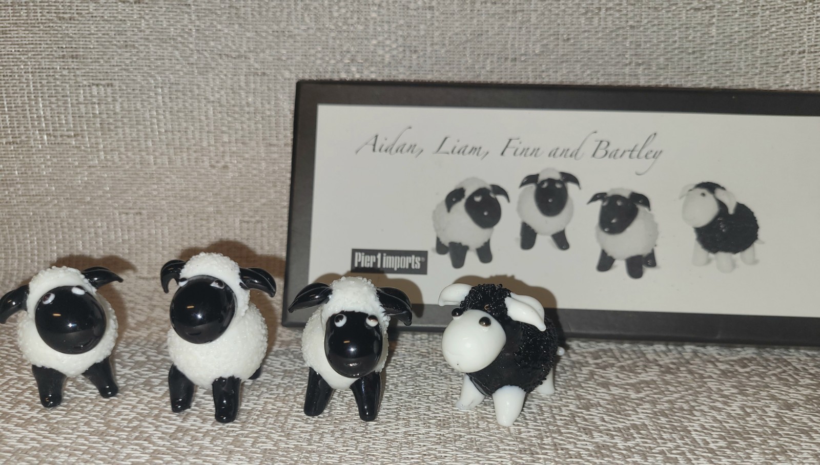 Pier 1 Imports Glass Sheep Figurines Set of 4 Collectible Animal Decor