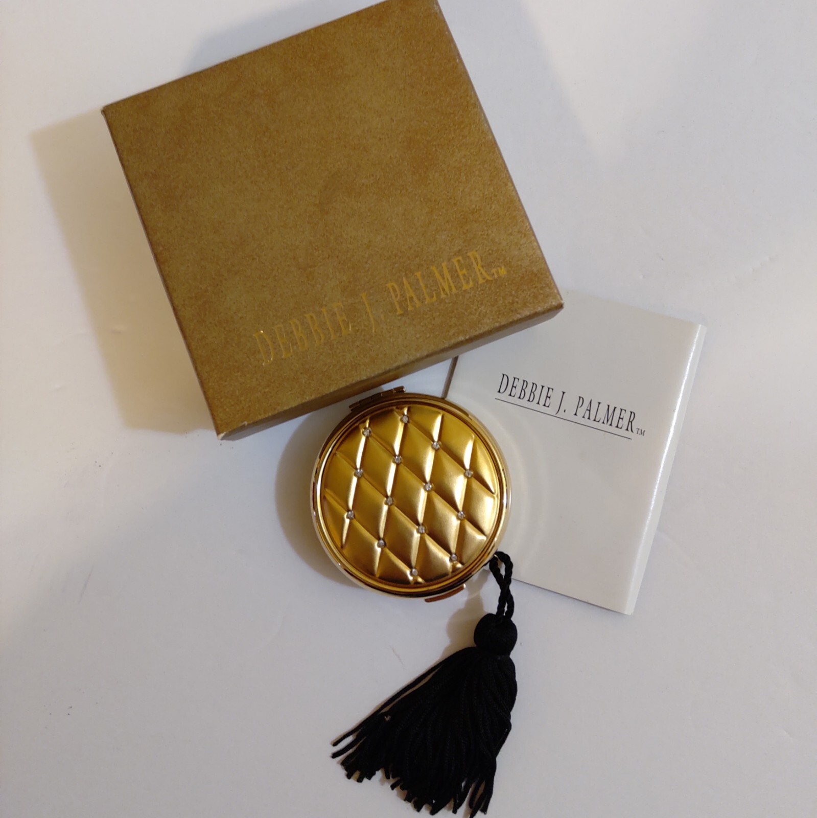 Debbie J. Palmer 18k Gold Dipped Cosmetic Press Powder Quilted Compact  Gift