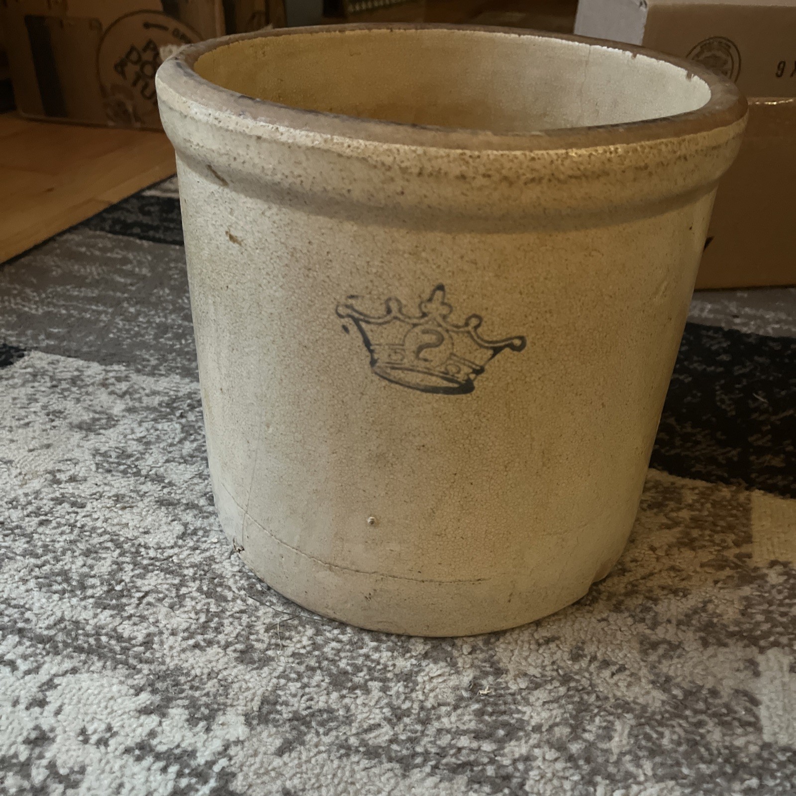 Antique Robinson Ransbottom Blue Crown 2 Gallon Stoneware Crock Pottery