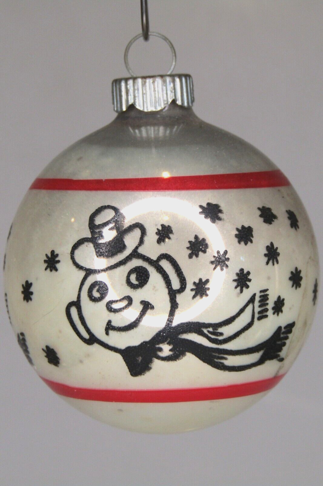 VTG Glass Pictured SNOWMAN Humpty Dumpty STAR Head Christmas Ornament Shiny Brit