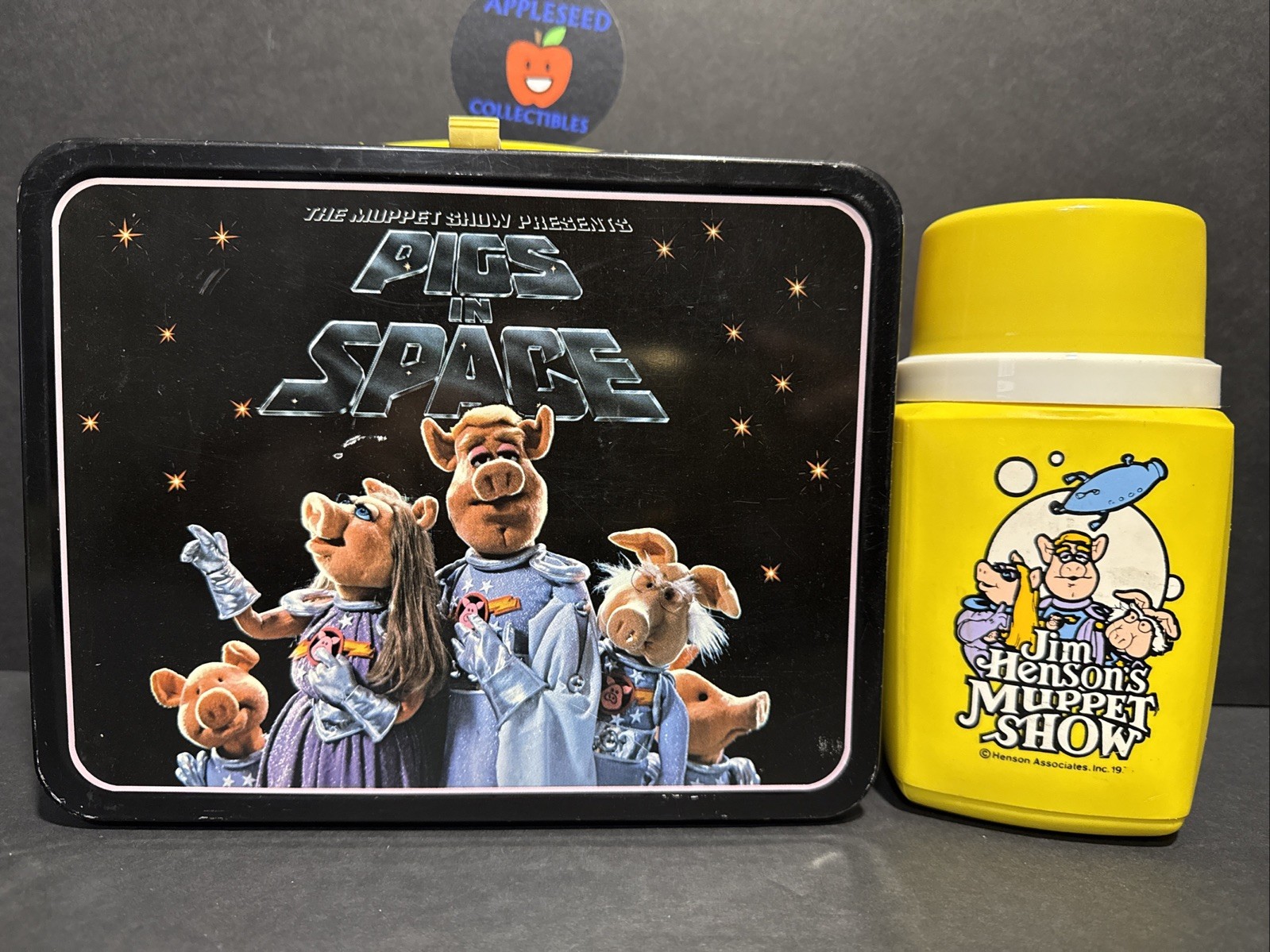 Vtg 1977  PIGS IN SPACE The Muppet Show, King Seeley METAL LUNCHBOX With THERMOS