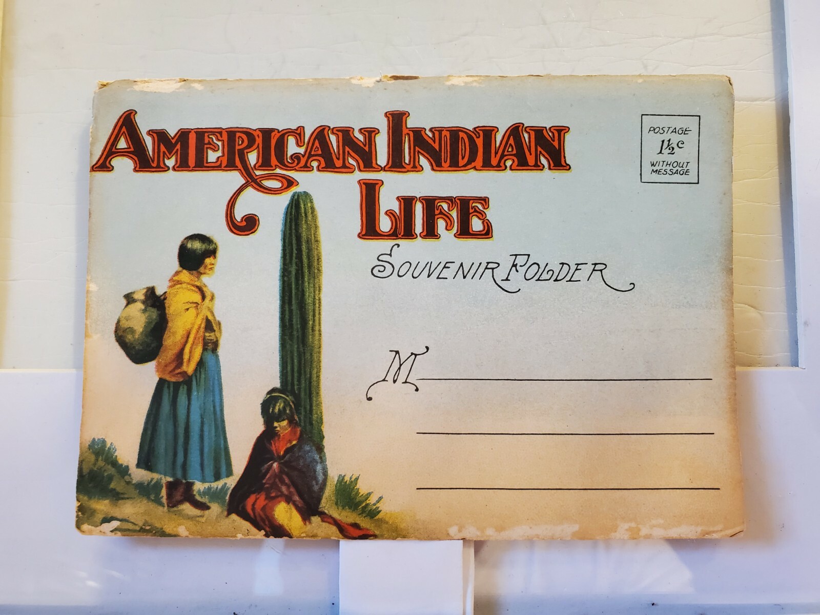 VINTAGE AMERICAN INDIAN SOUVENIR FOLDER  UNPOSTED 1 1/2 cent 